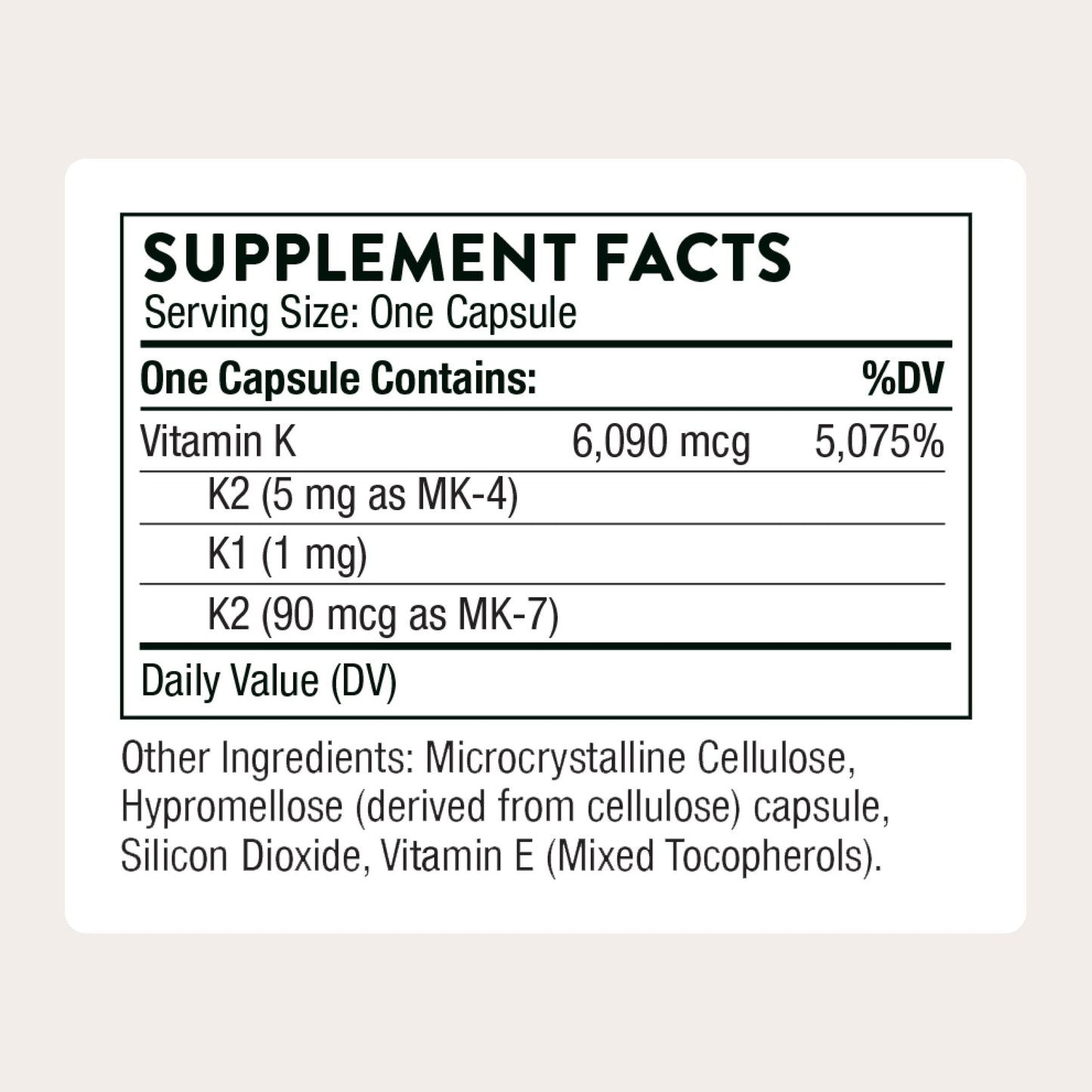 THORNE Vitamin K (K1 & K2 MK-4 & MK-7) 60 Capsules
