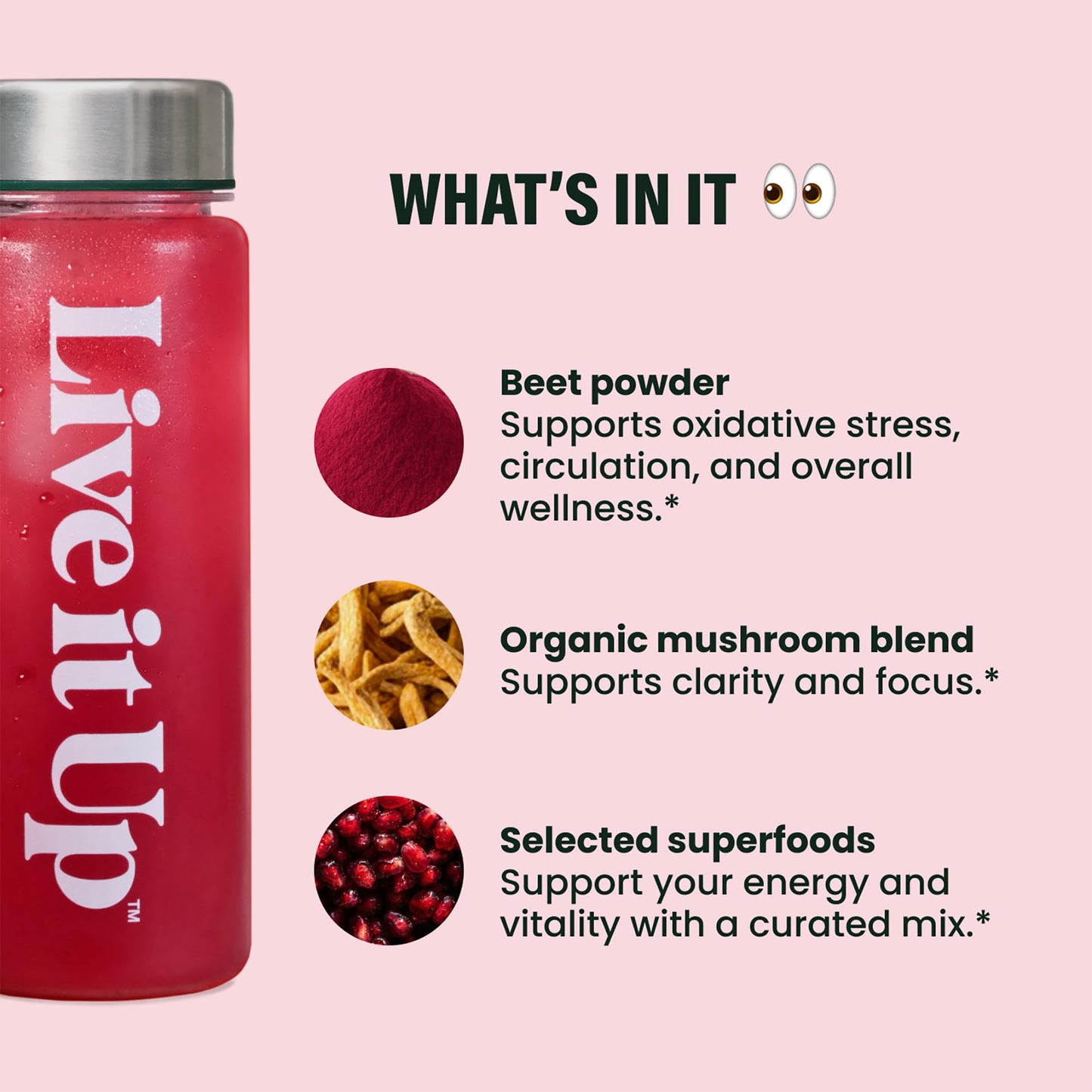 LIVE IT UP Feel the Beet Beetroot Powder with Superfood Vitality Blend, 9 oz