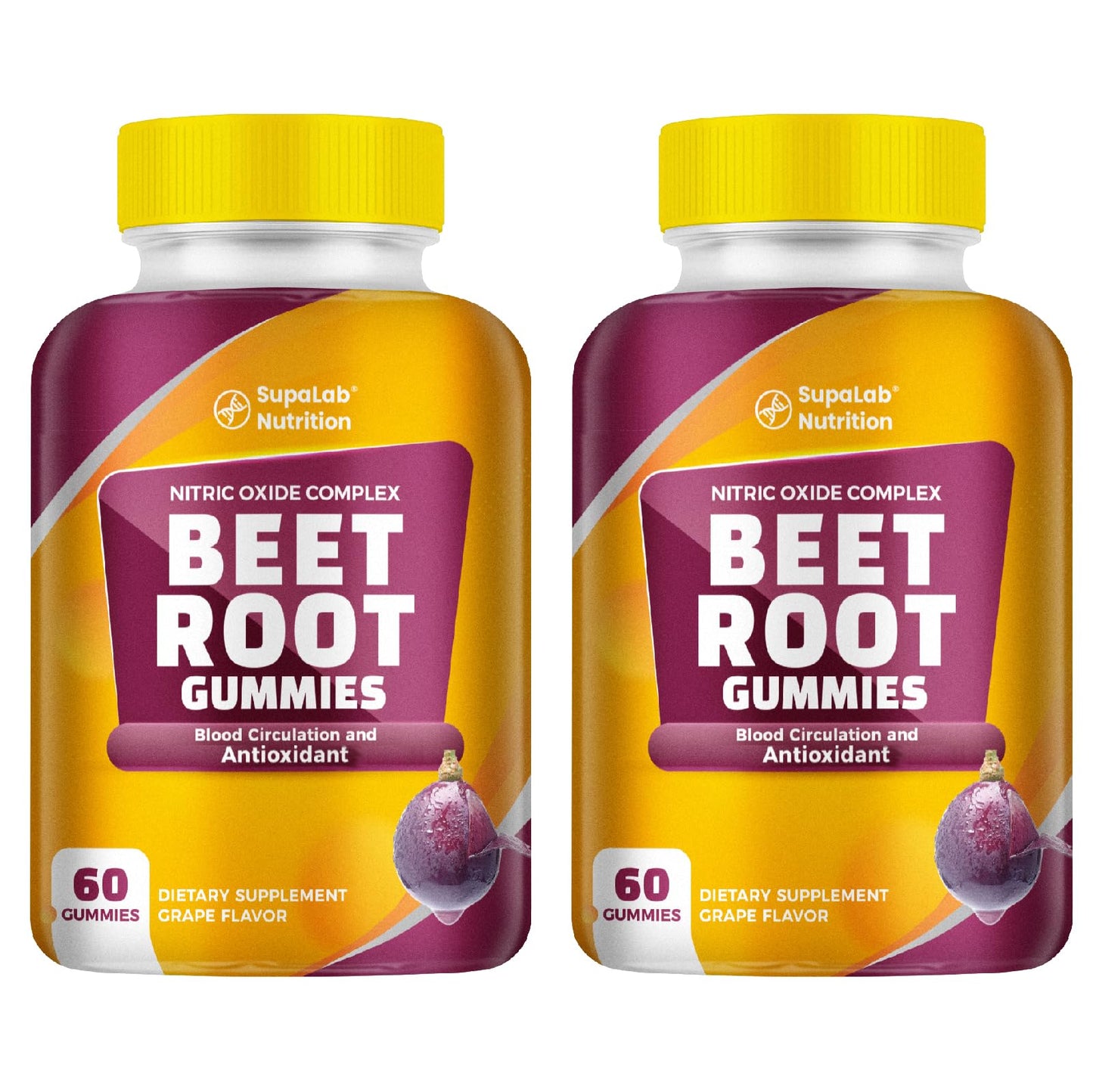 MEGNETA Beet Root Gummies Nitric Oxide Complex with Grape Seed & Pomegranate, 120 Gummies