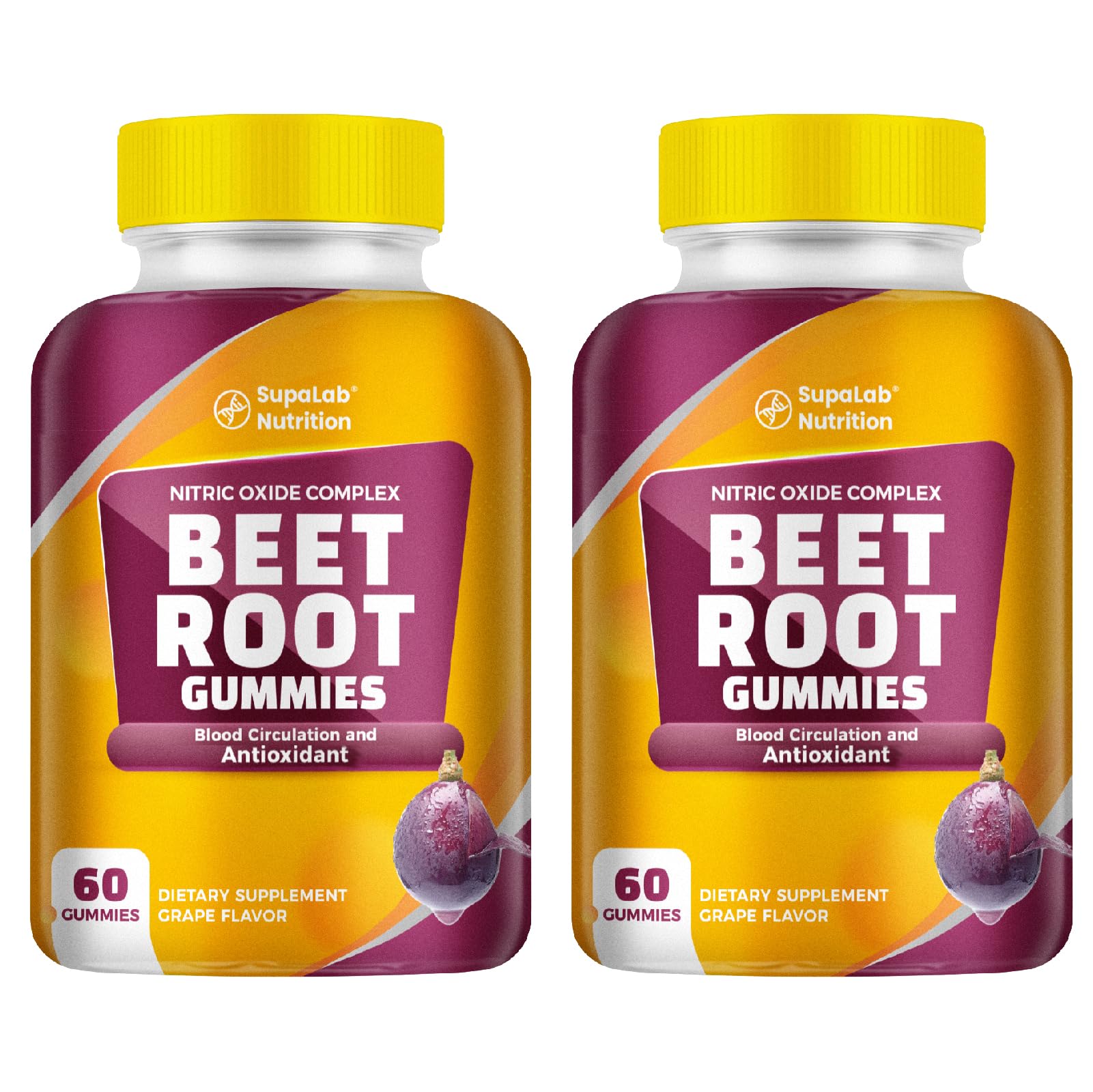 MEGNETA Beet Root Gummies Nitric Oxide Complex with Grape Seed & Pomegranate, 120 Gummies