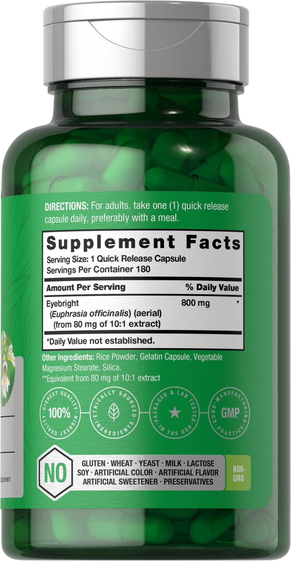 Horbäach Eyebright Herbal Supplement Capsules 180