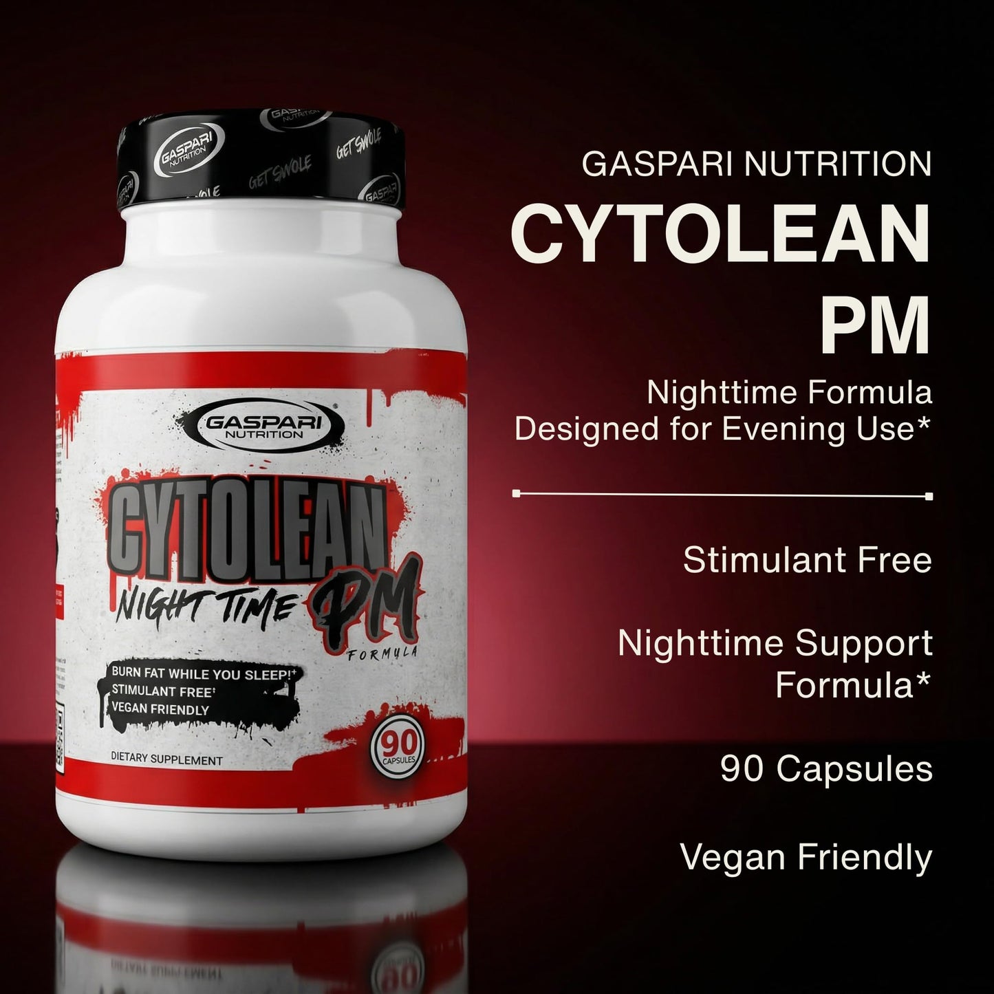 Gaspari Nutrition Cytolean PM: Nighttime Fat Burner with Melatonin Sleep Support, Stress Reduction, Stimulant Free, Vegan Friendly 90 Capsules