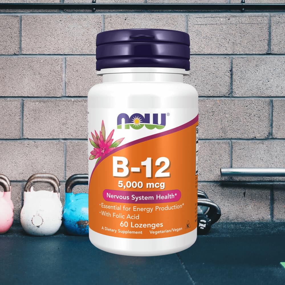 NOW Foods Vitamin B-12 5,000 mcg Lozenges, 60 Count