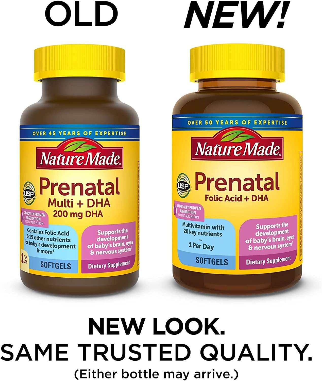 Nature Made Prenatal Multivitamin + DHA 200 mg Softgels, 60 Count