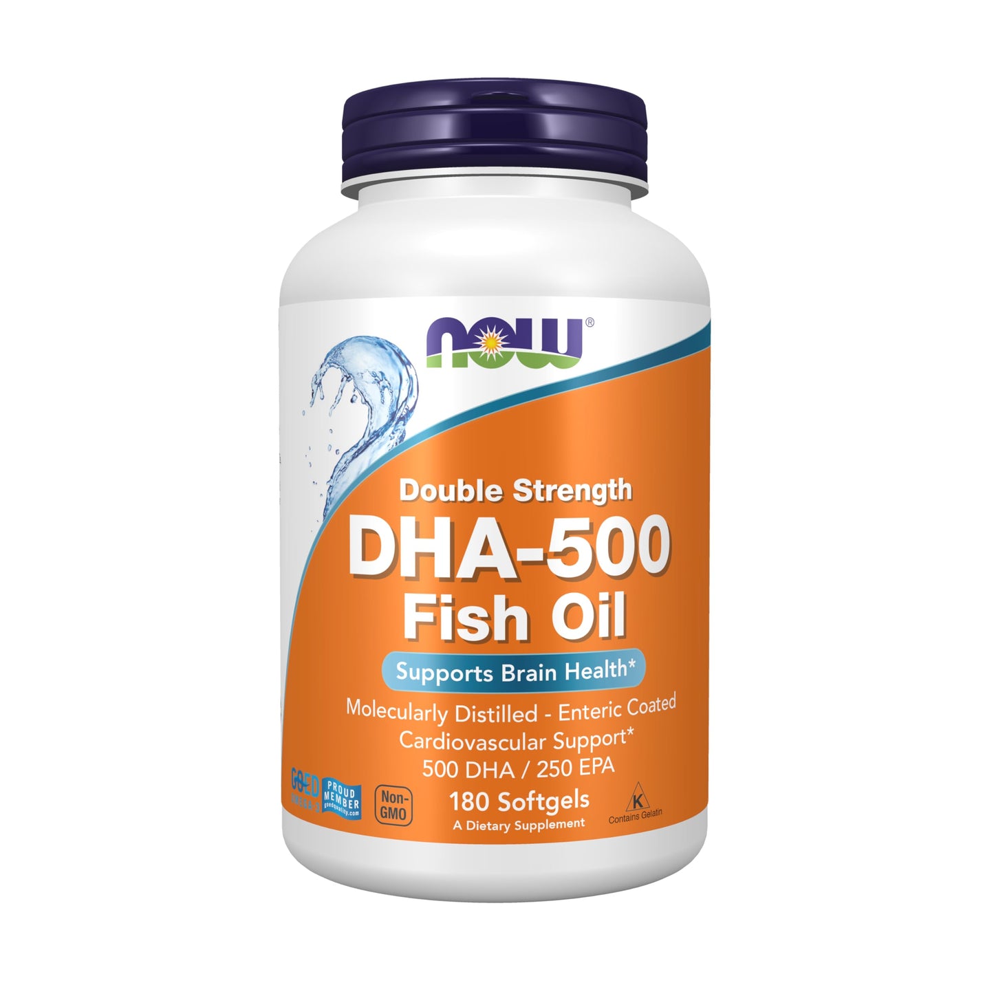 NOW Foods DHA-500 with 250 EPA Molecularly Distilled Softgels, Supports Brain Health, 180 Count