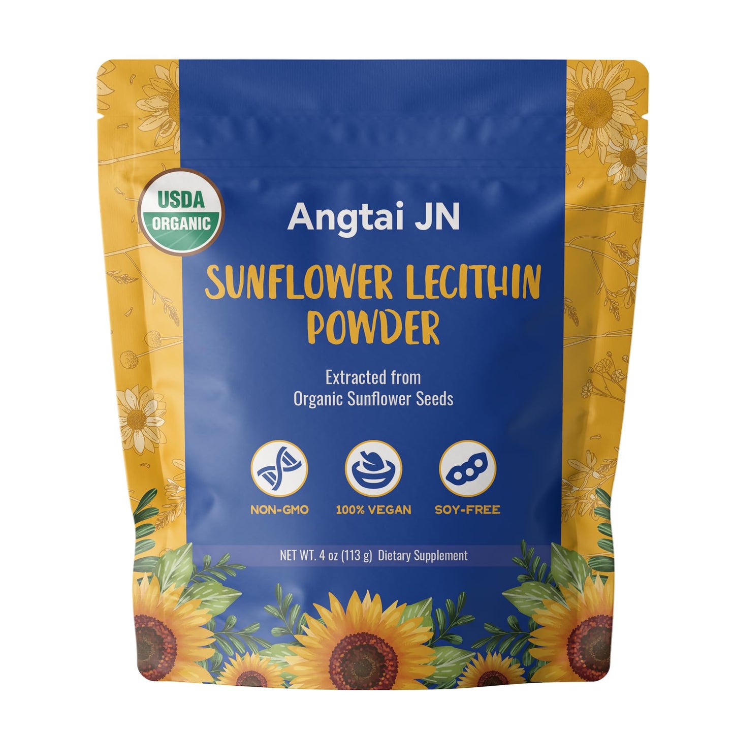 Angtai JN Organic Sunflower Lecithin Powder, 4 oz
