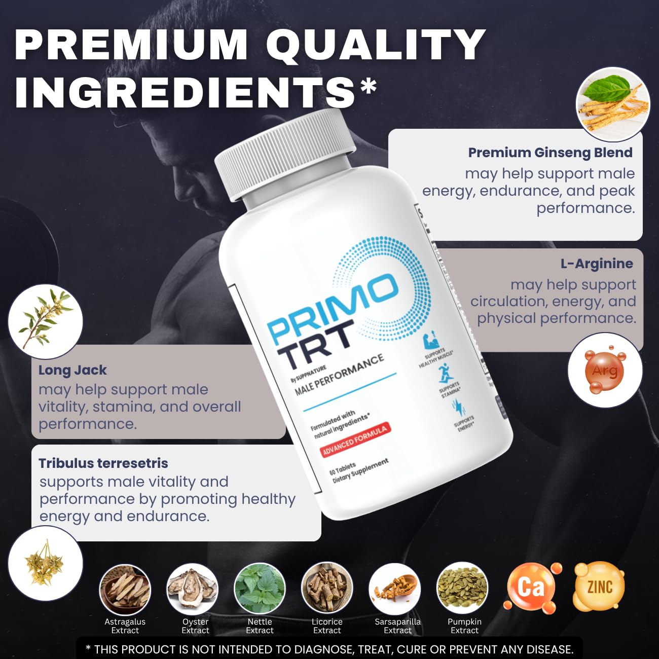 SuppNature Primo TRT Pills for Men Tablet 60 Count