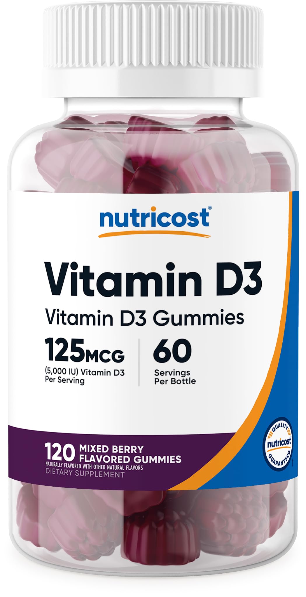 Nutricost Vitamin D3 5,000 IU (125mcg) 120 Gummies