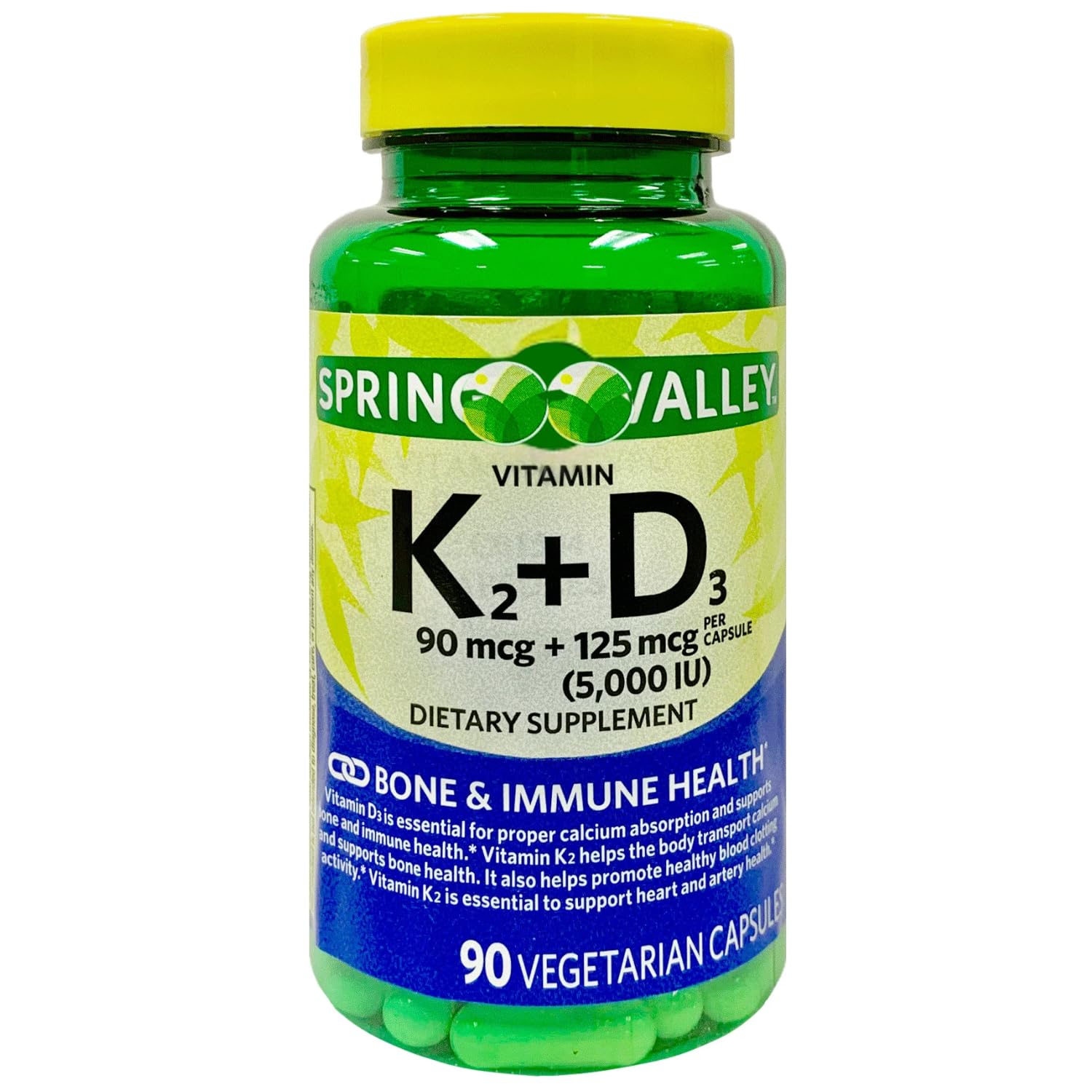 Generic Vitamin K2 + D3 Vegetarian Capsules, 90 Count