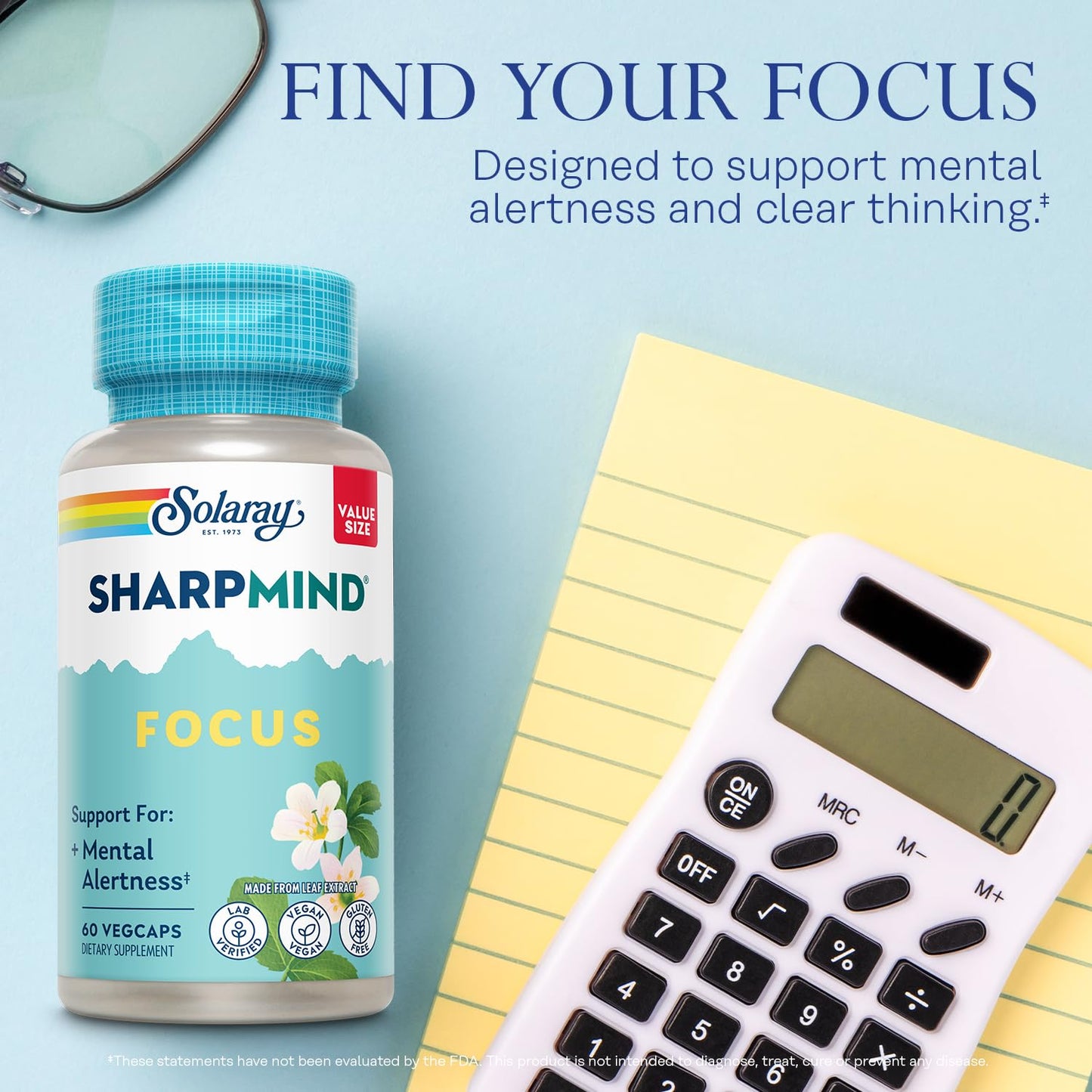 Solaray SharpMind Focus, Mental Alertness Nootropic Supplement for Healthy Brain Fog, Cognizin Citicoline, Lions Mane Mushroom, Bacopa Monnieri, 60 Veg Caps