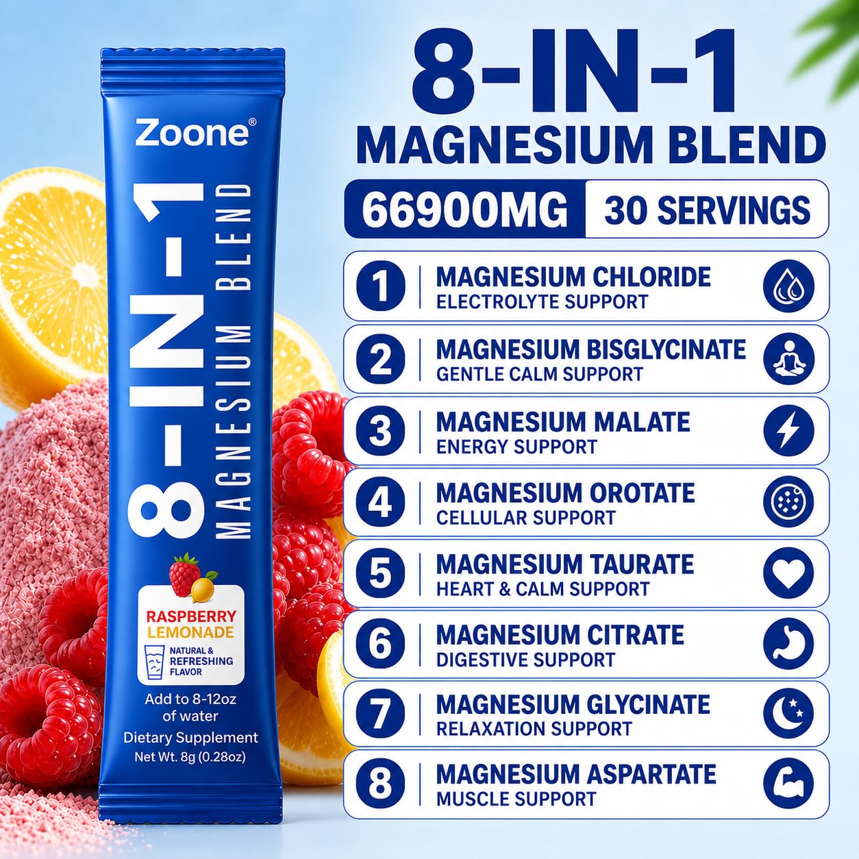 Zoone Calm Magnesium Glycinate Powder, 9.9 Ounce