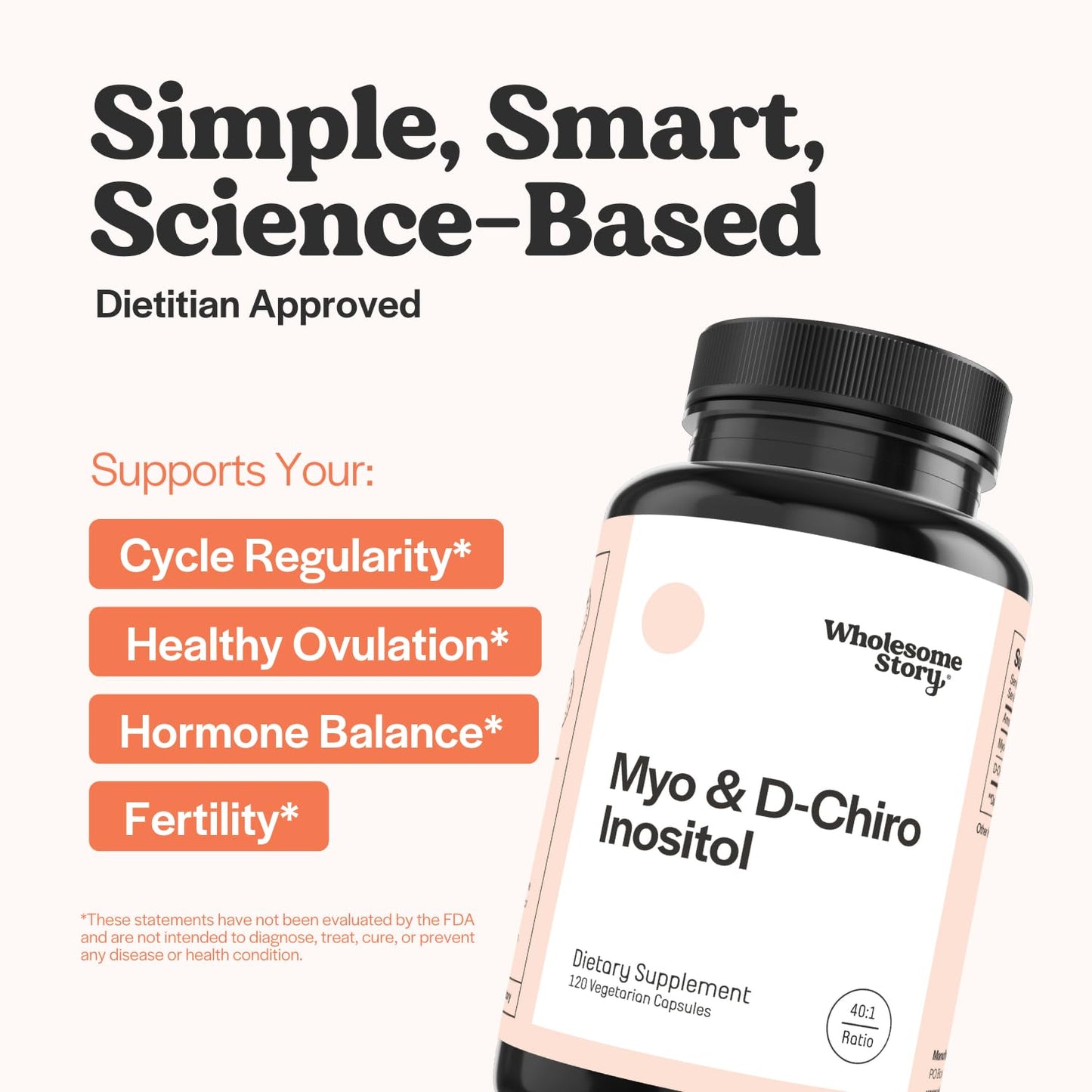 Wholesome Story Myo-Inositol & D-Chiro Inositol Supplement for Women 120 Capsules