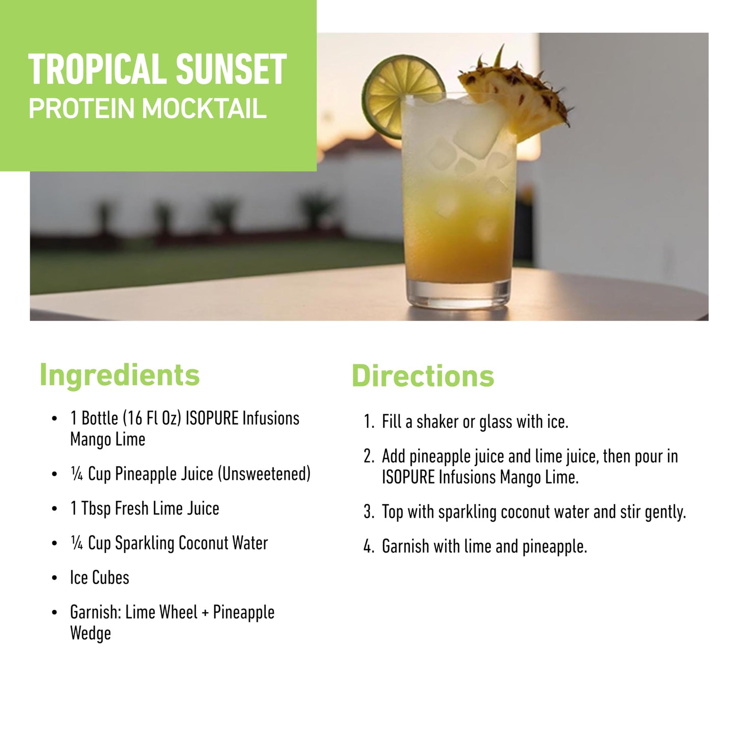 Isopure Clear Whey Isolate Protein Powder, Mango Lime, Lactose Free, Gluten Free, 14.1 oz, 16 Servings