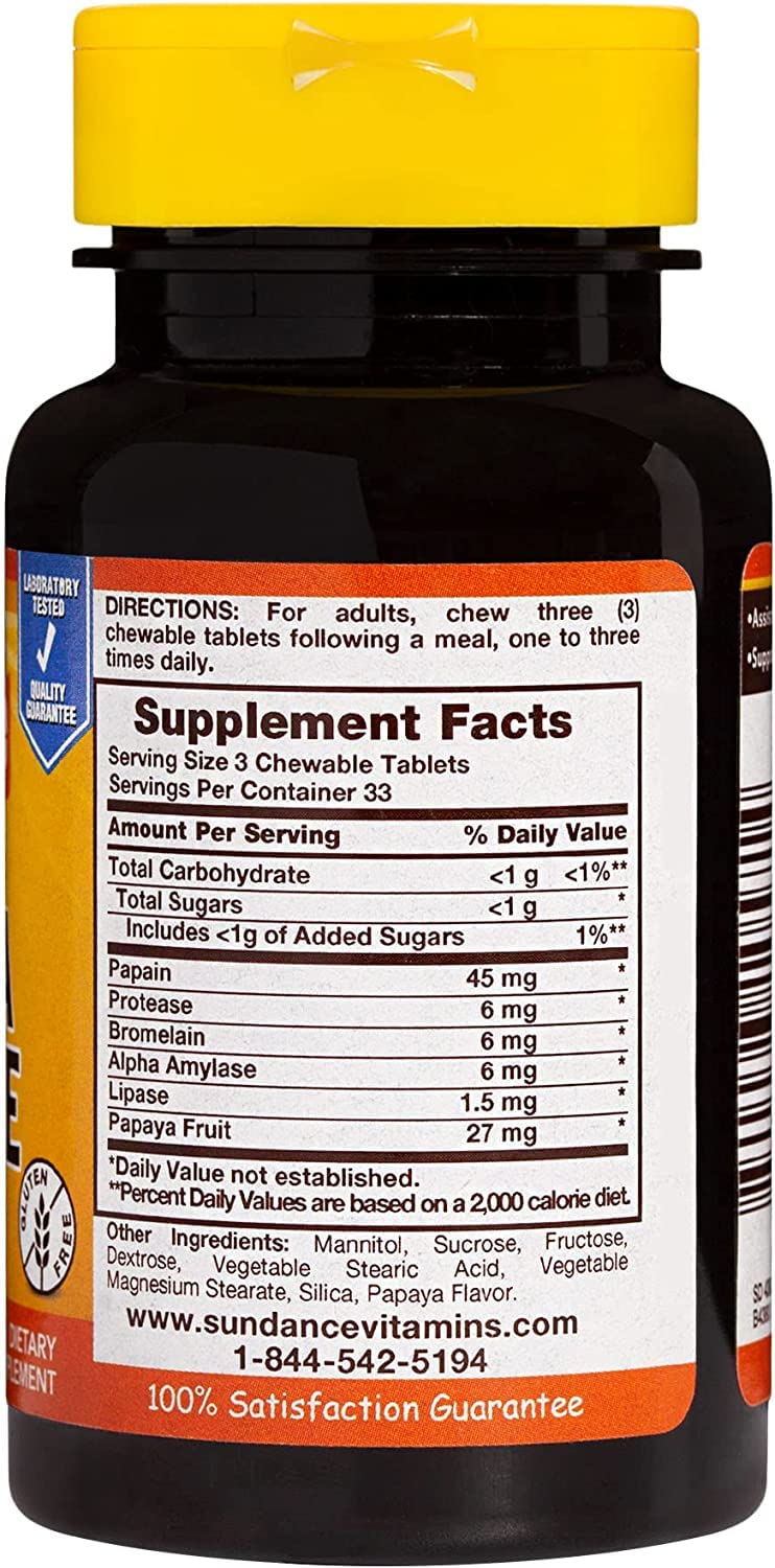 Sundance Chewable Papaya Enzyme 400 Tablets