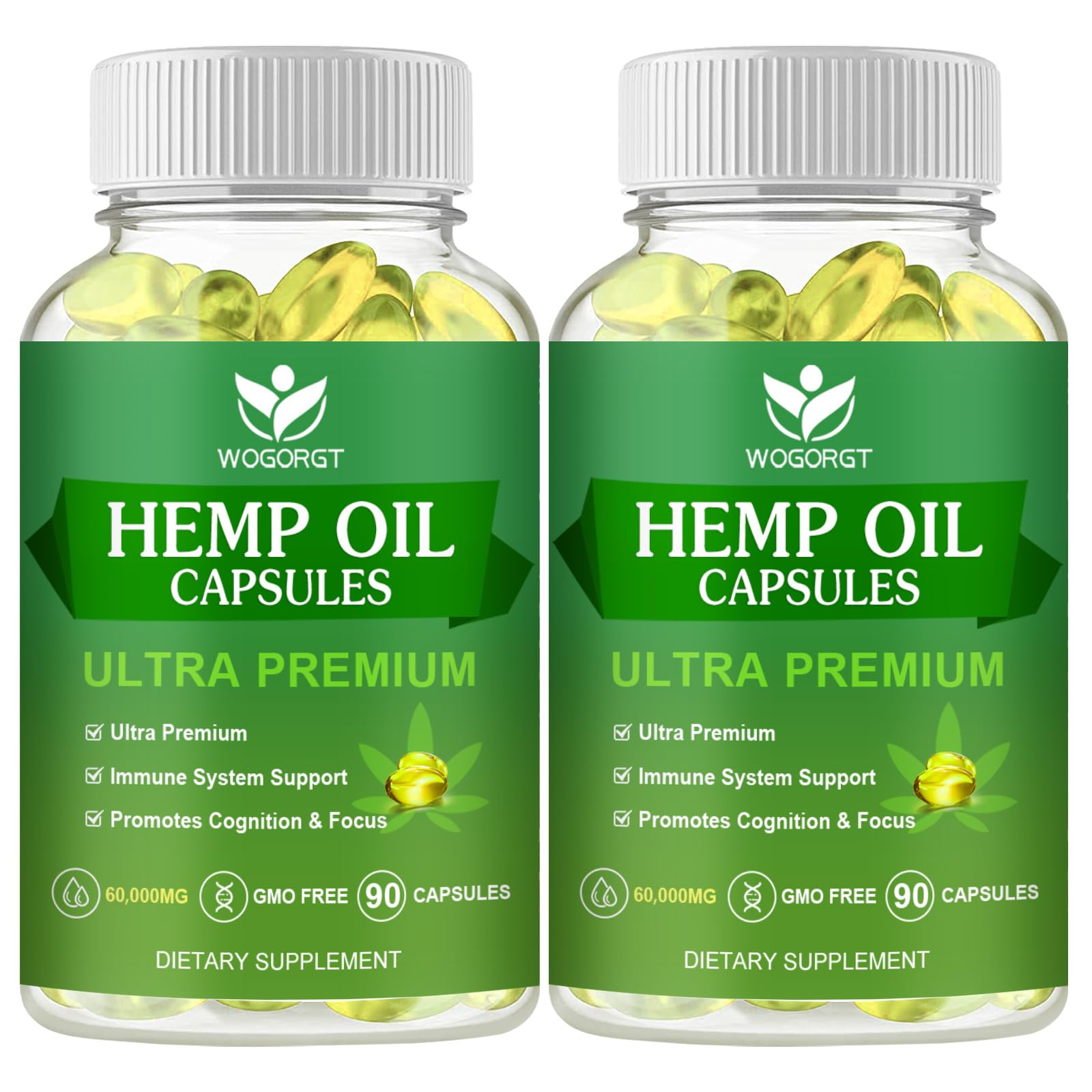 WOGORGT Hemp Oil Capsules Omega-3-6-9, 180 Capsules