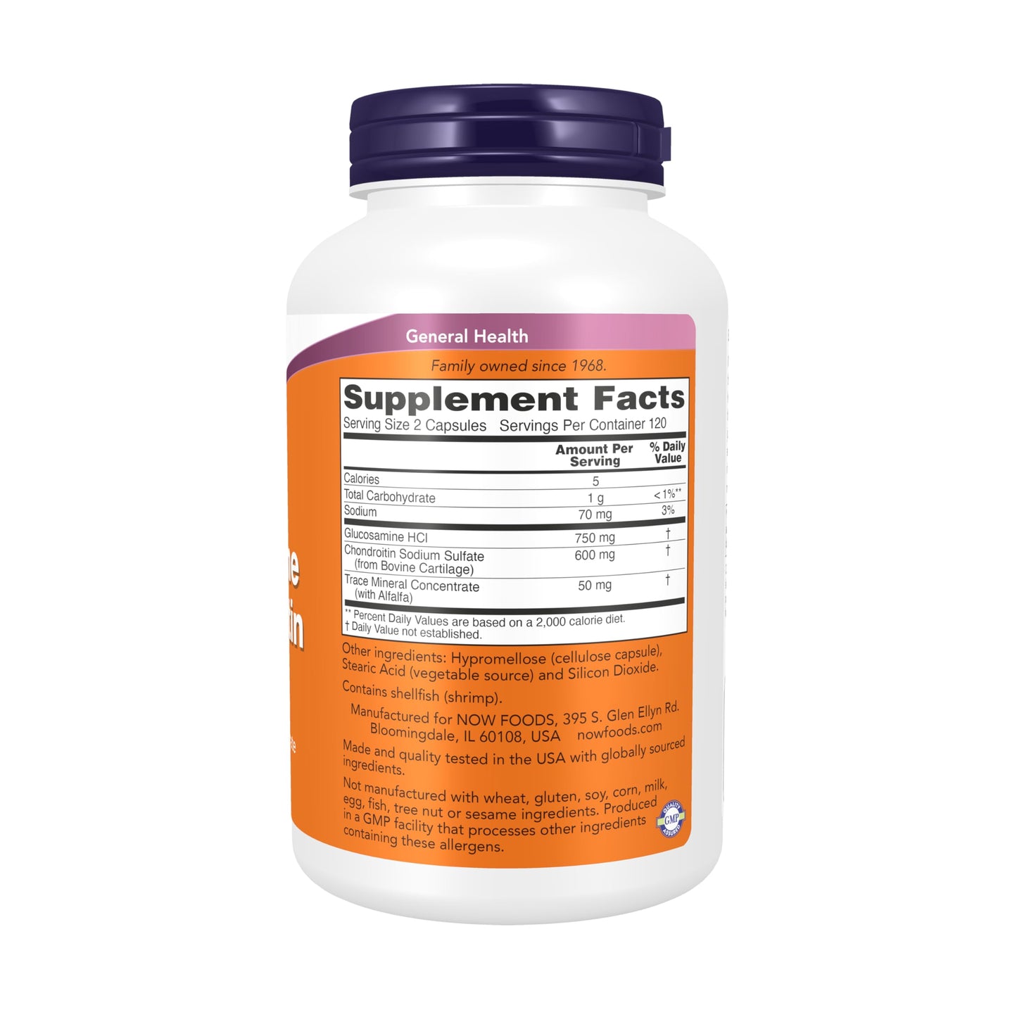 NOW Foods Glucosamine & Chondroitin with Trace Mineral Concentrate and Alfalfa, Veg Capsules, 240 Count