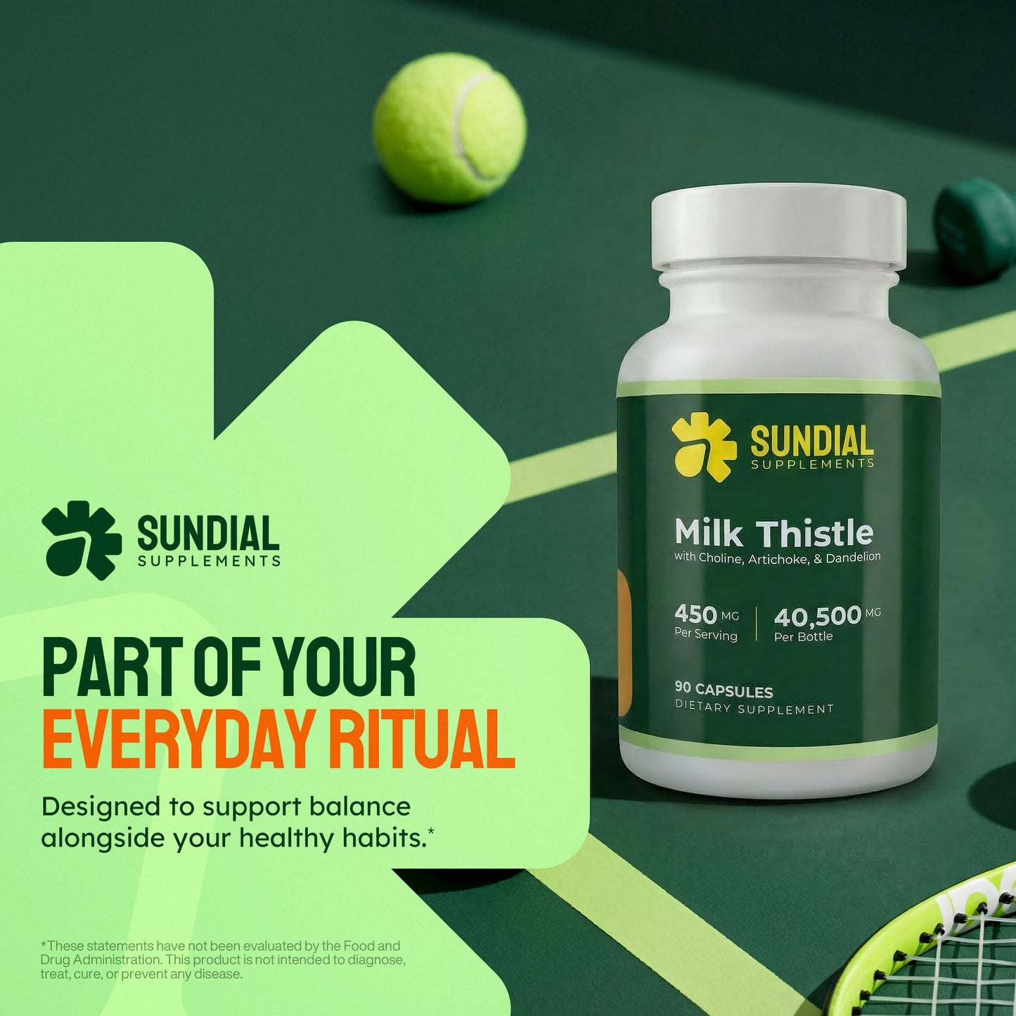 Sundial Supplements Milk Thistle Complex 450mg Silymarin 144mg with Alpha GPC Choline, Artichoke Leaf Extract & Dandelion 10:1 Extract, 90 Vegan Capsules