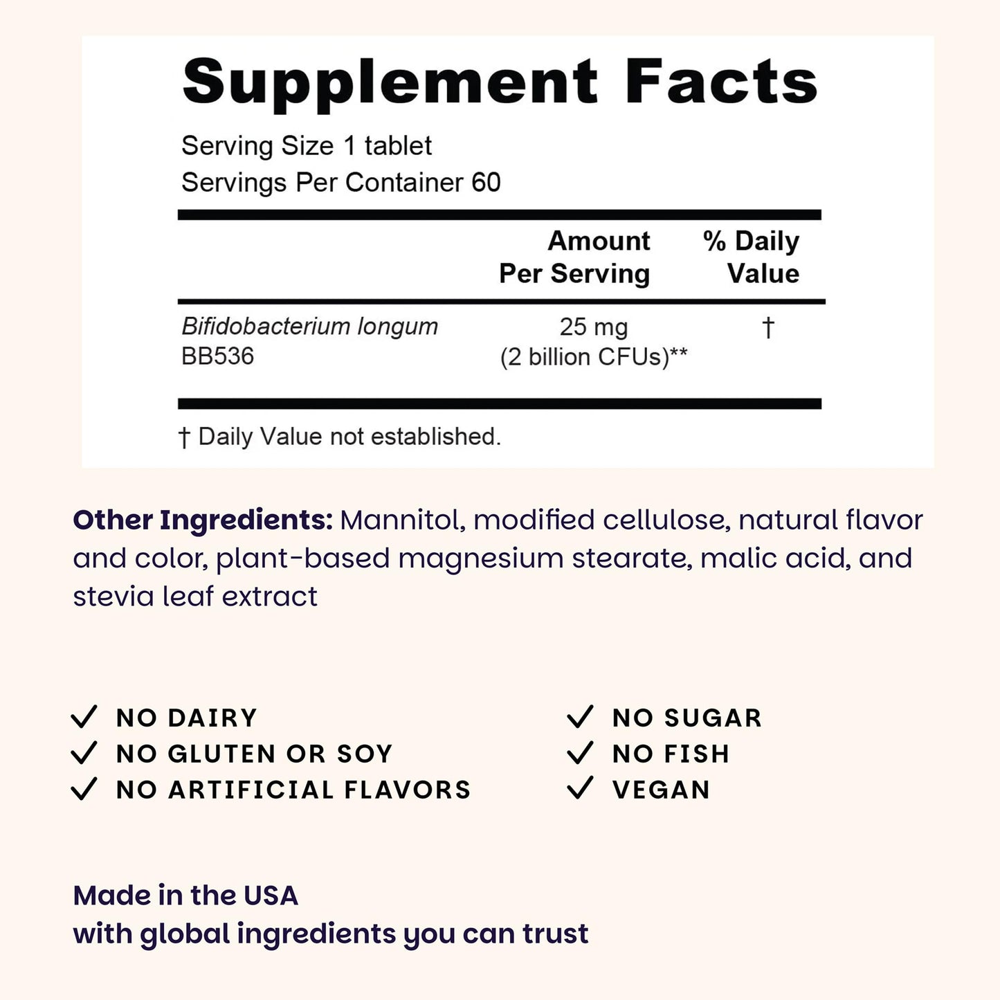 EZ Melts Healthy Aging Probiotic Daily Probiotic for Digestive & Gut Health Support with Bifidobacterium Longum, Non-GMO & Vegan, Strawberry, 60 Dissolvable Tablets