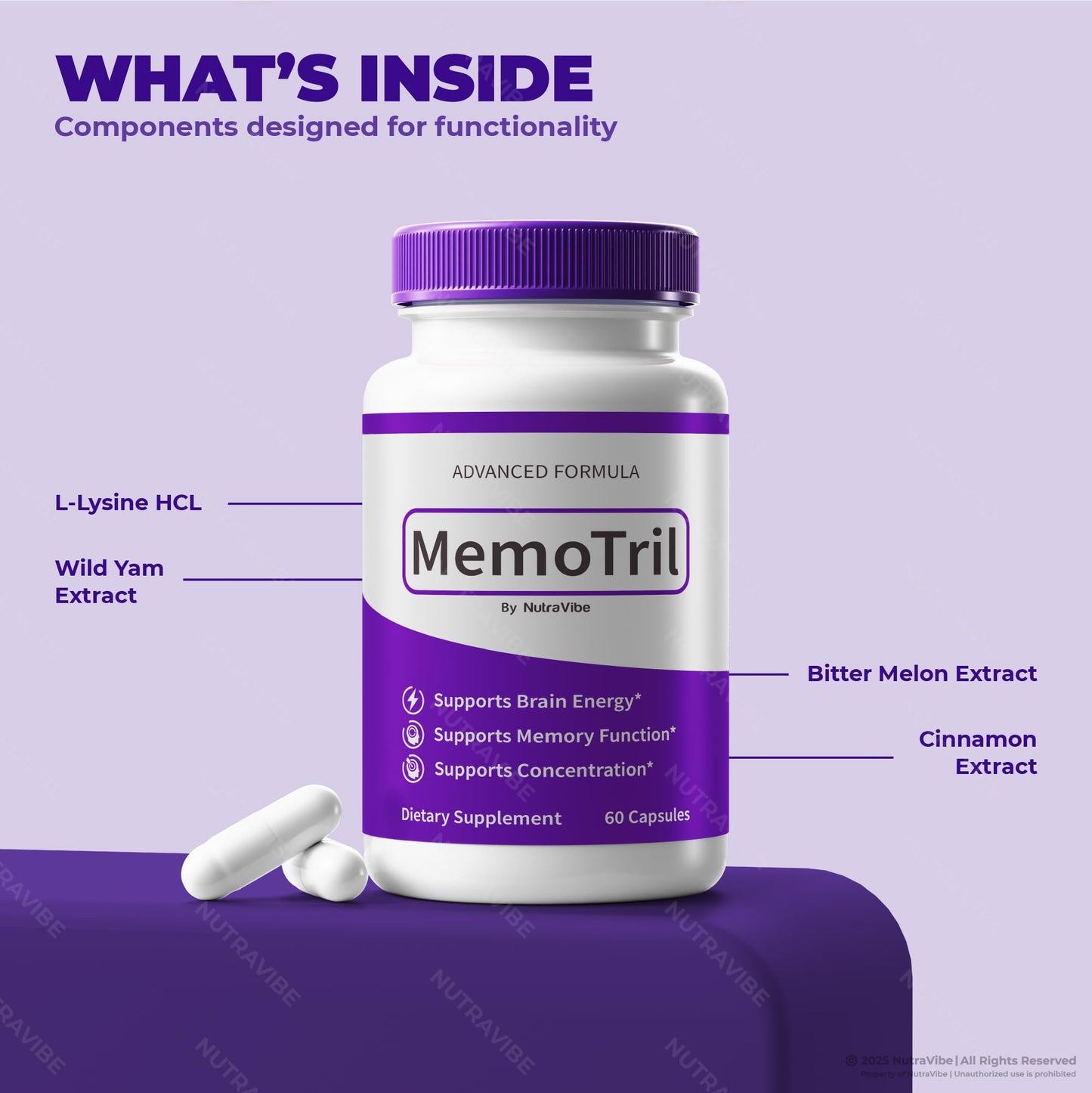 NutraVibe MemoTril Capsules 300 Capsules