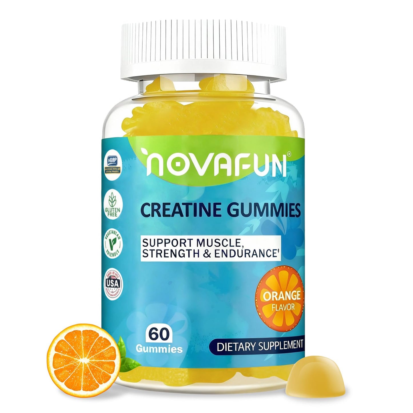 Novafun Creatine Gummies 1500mg for Workout Performance, 60 Count