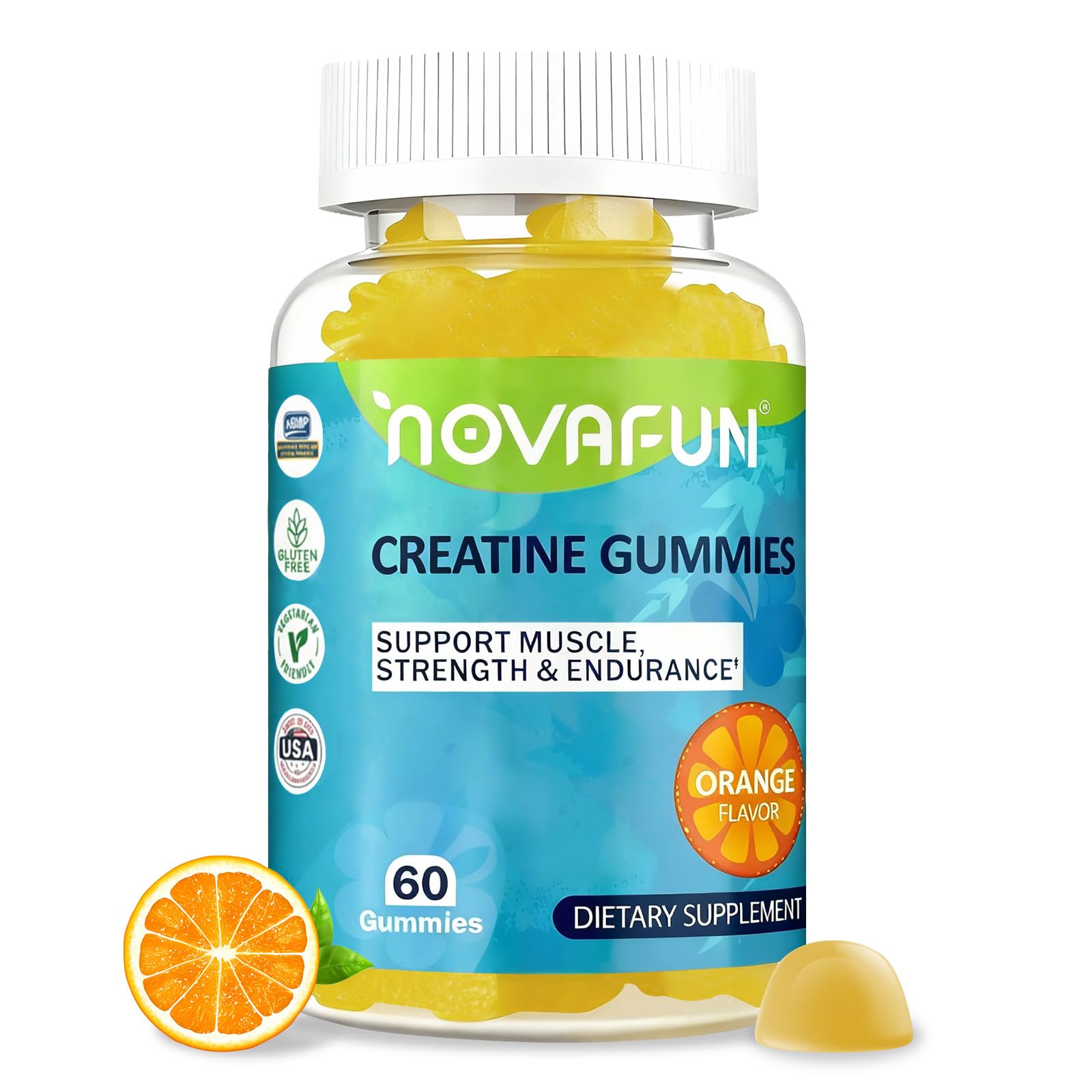 Novafun Creatine Gummies 1500mg for Workout Performance, 60 Count