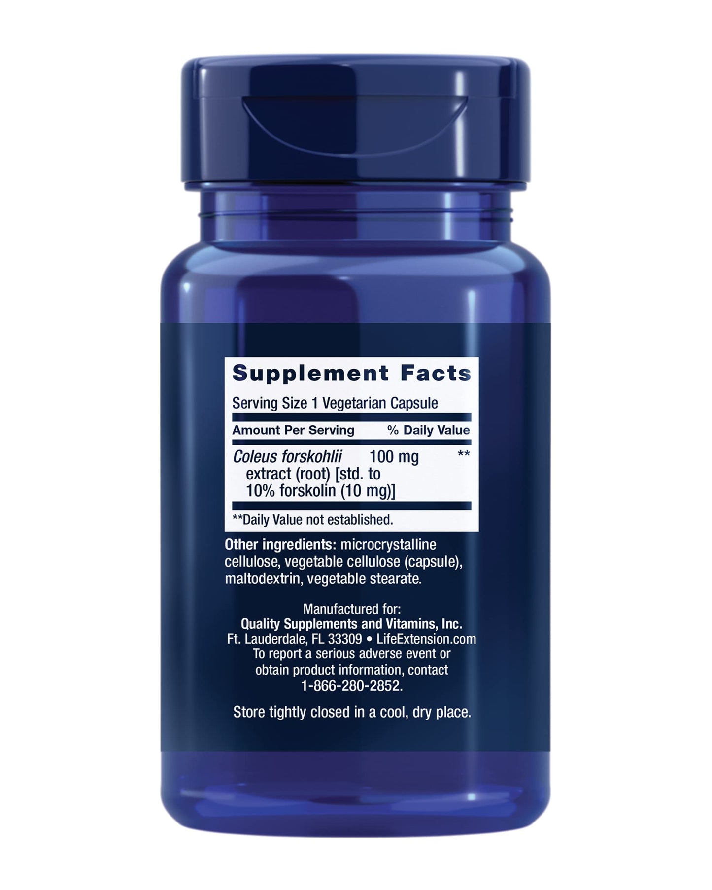 Life Extension Forskolin (Coleus forskohlii) Cellular Energy Health Support Supplement, 10 mg, standardized Extract, 60 Capsules