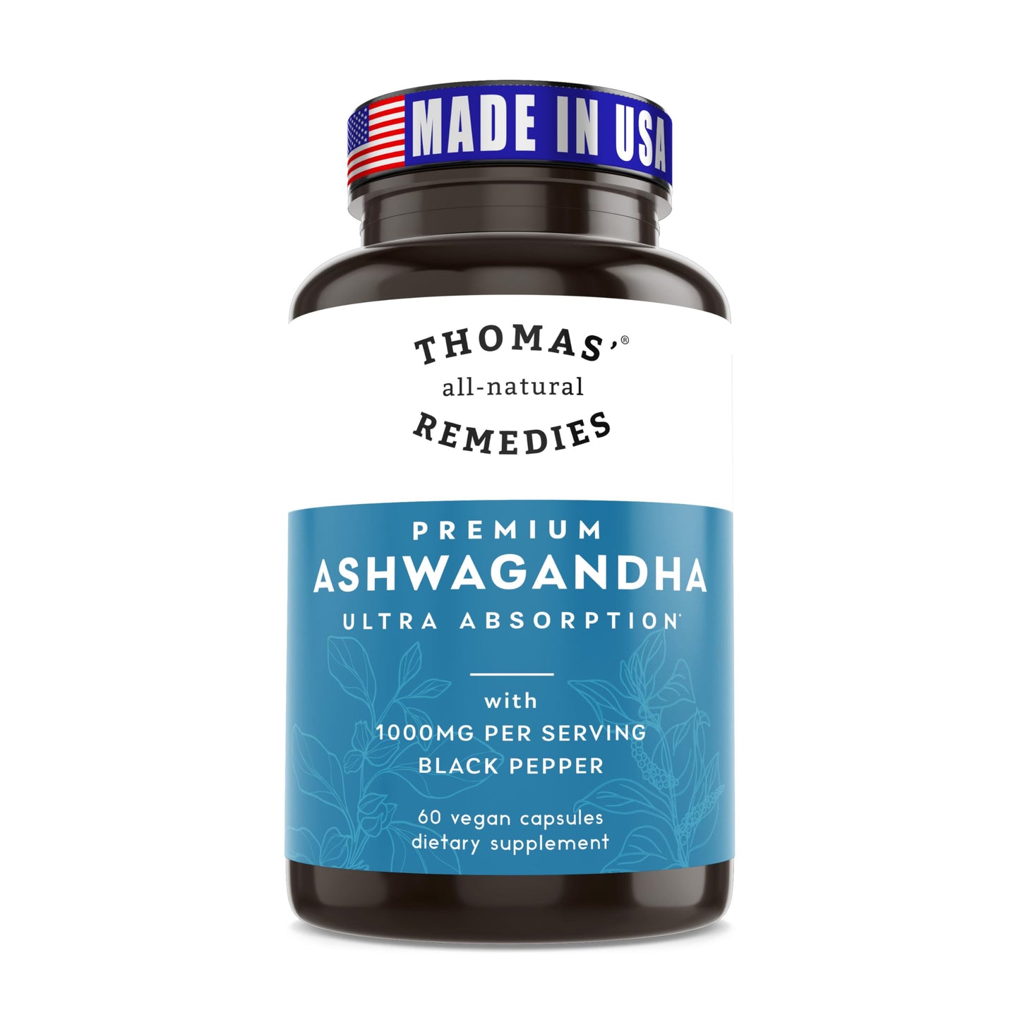 Thomas' all-natural Remedies Organic Ashwagandha Stress Support Supplement Capsule 60 Count