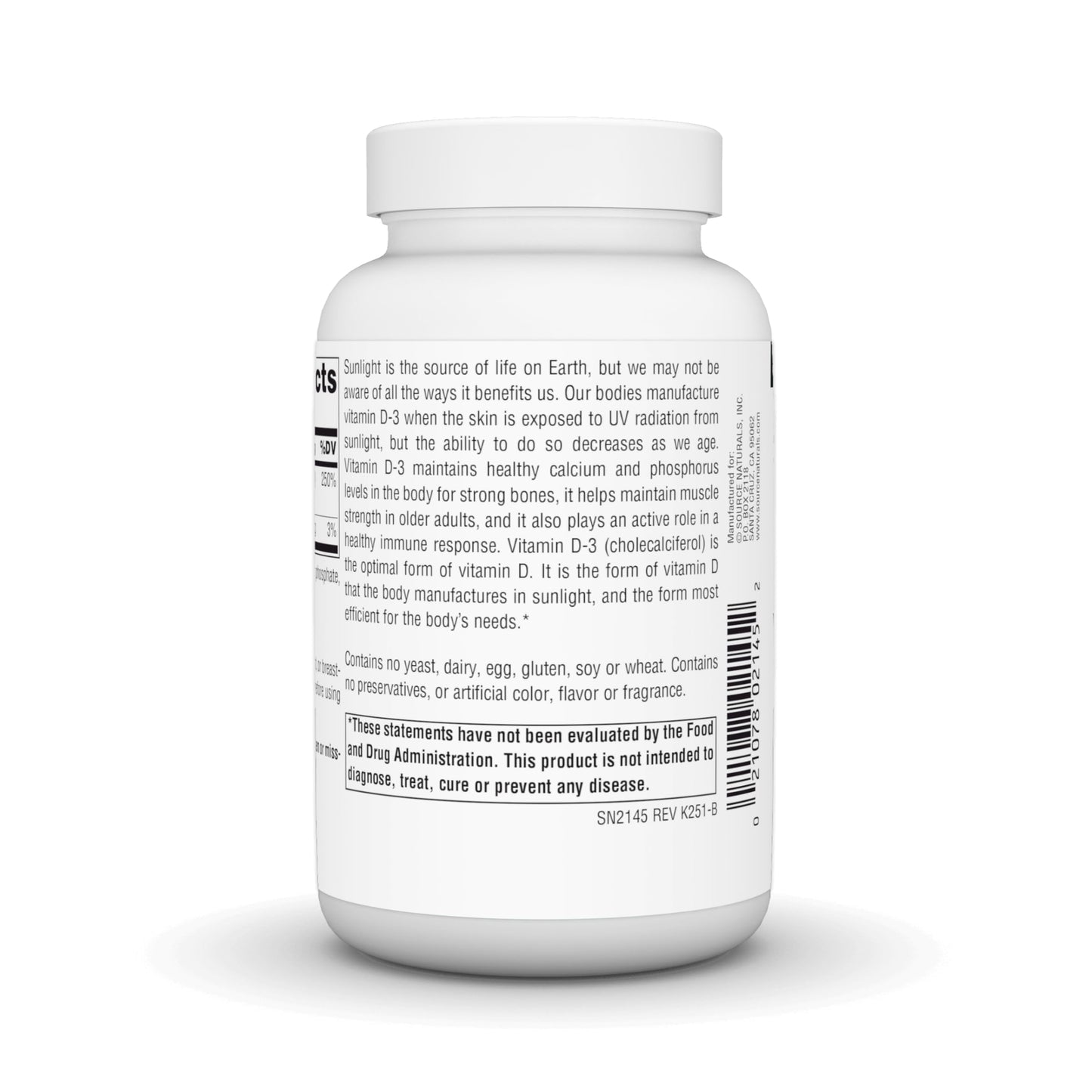 Source Naturals Vitamin D-3 Bioactive Form for Bone & Immune Health 50 mcg (2000 IU) Capsules, 200 Count
