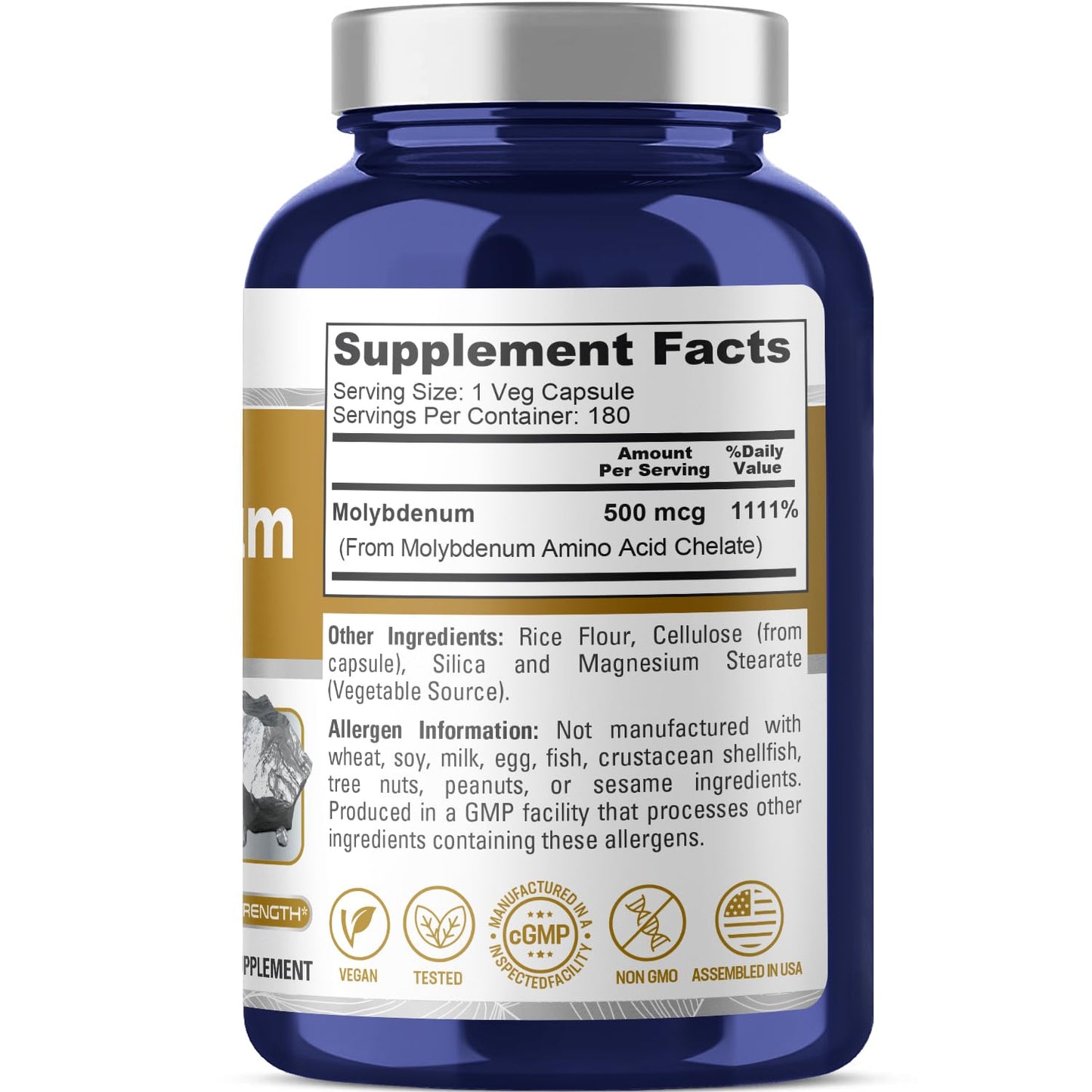 NusaPure Chelated Molybdenum 500 mcg 180 Capsules
