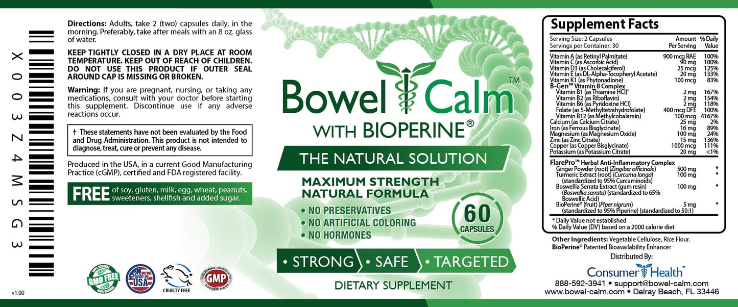 Consumer Health Bowel Calm Capsule 60 Count