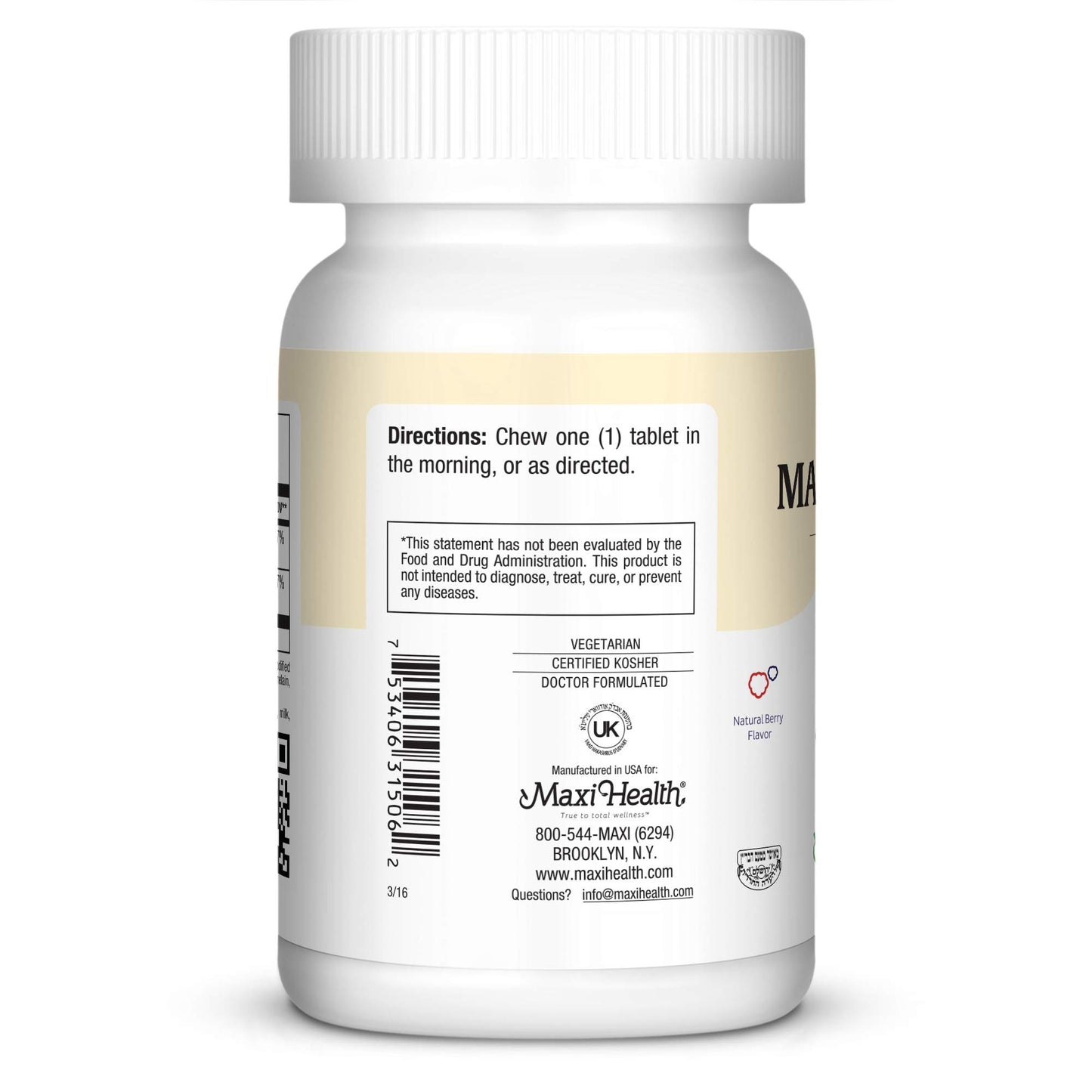 Maxi Health Vitamin B12 5000 mcg Chewable Tablets, 60 Count