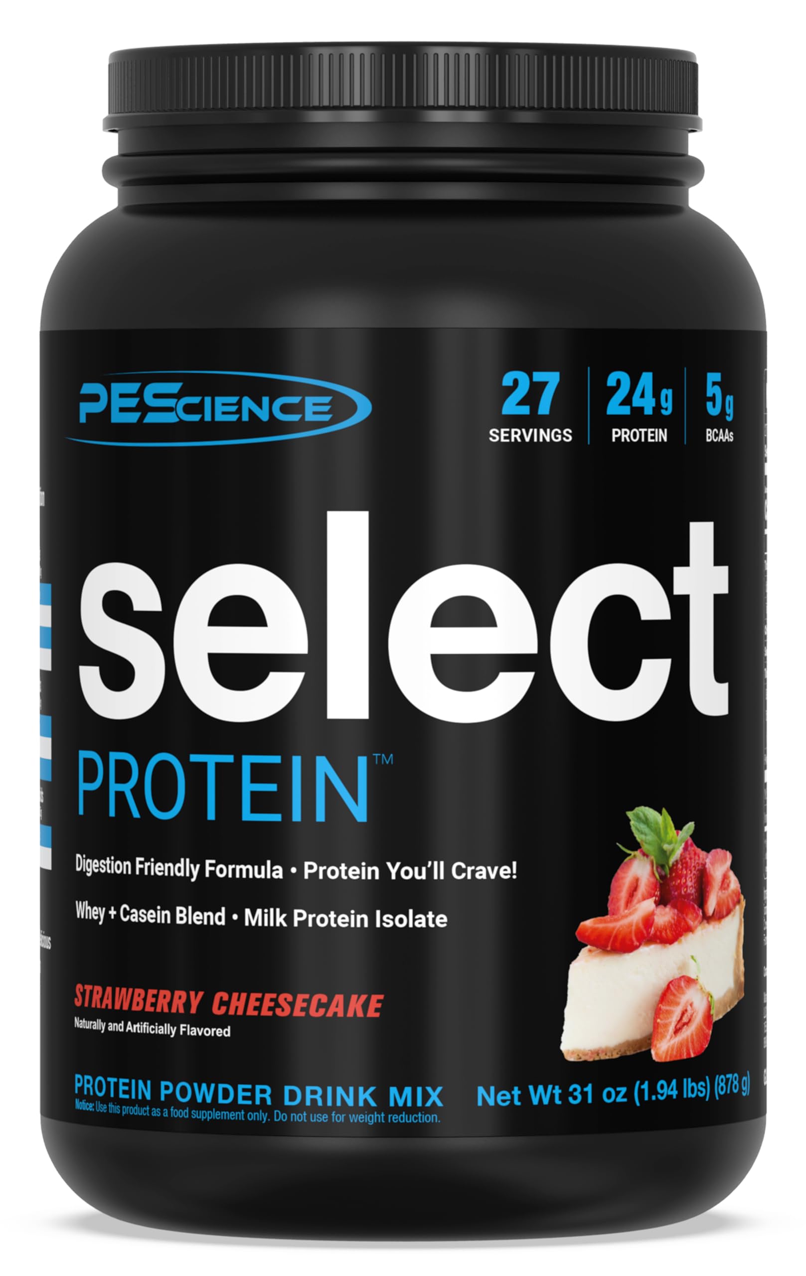 PEScience Select Protein Powder - Whey and Casein Blend, Strawberry Cheesecake, 27 Servings