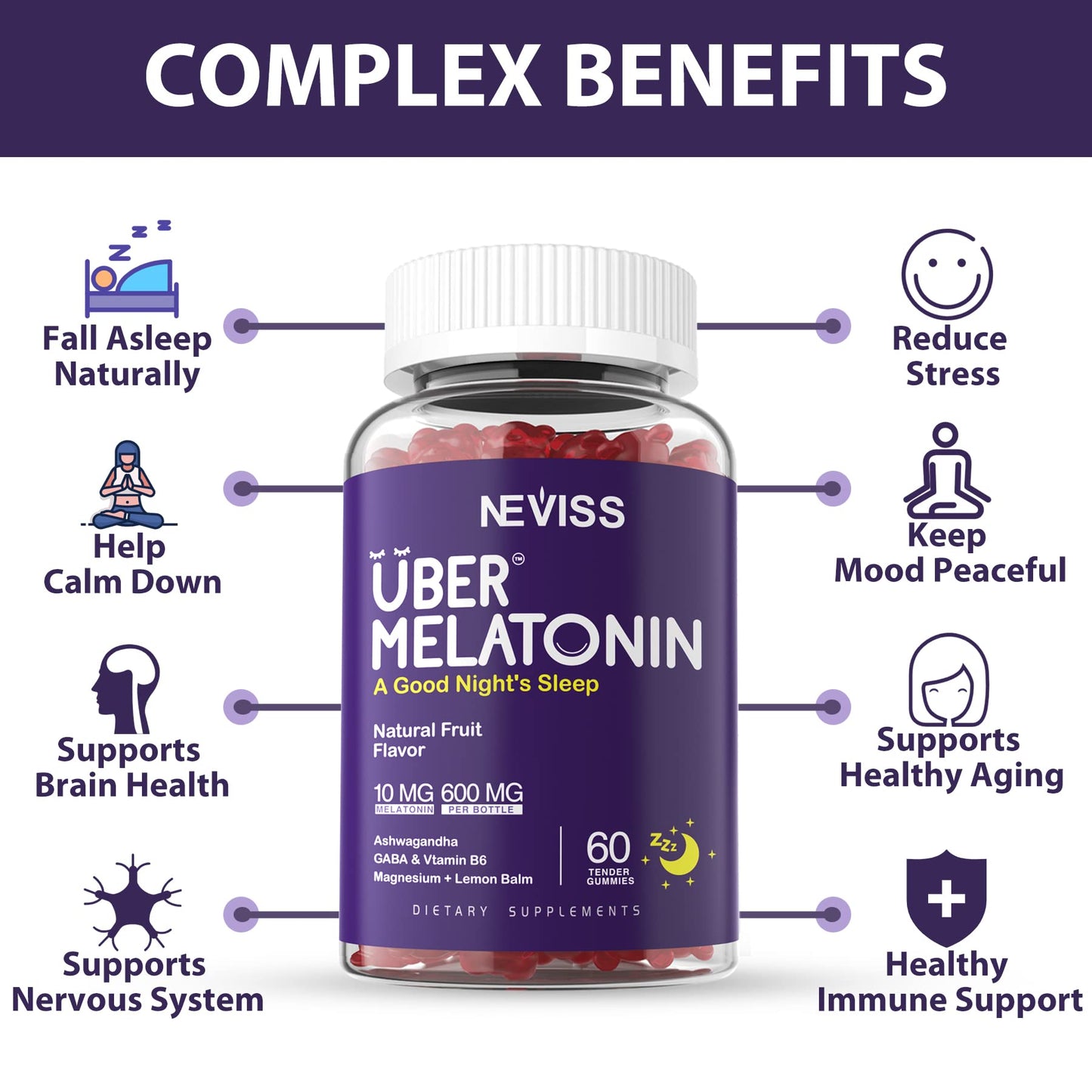 NEVISS Melatonin Gummy 60 Gummies