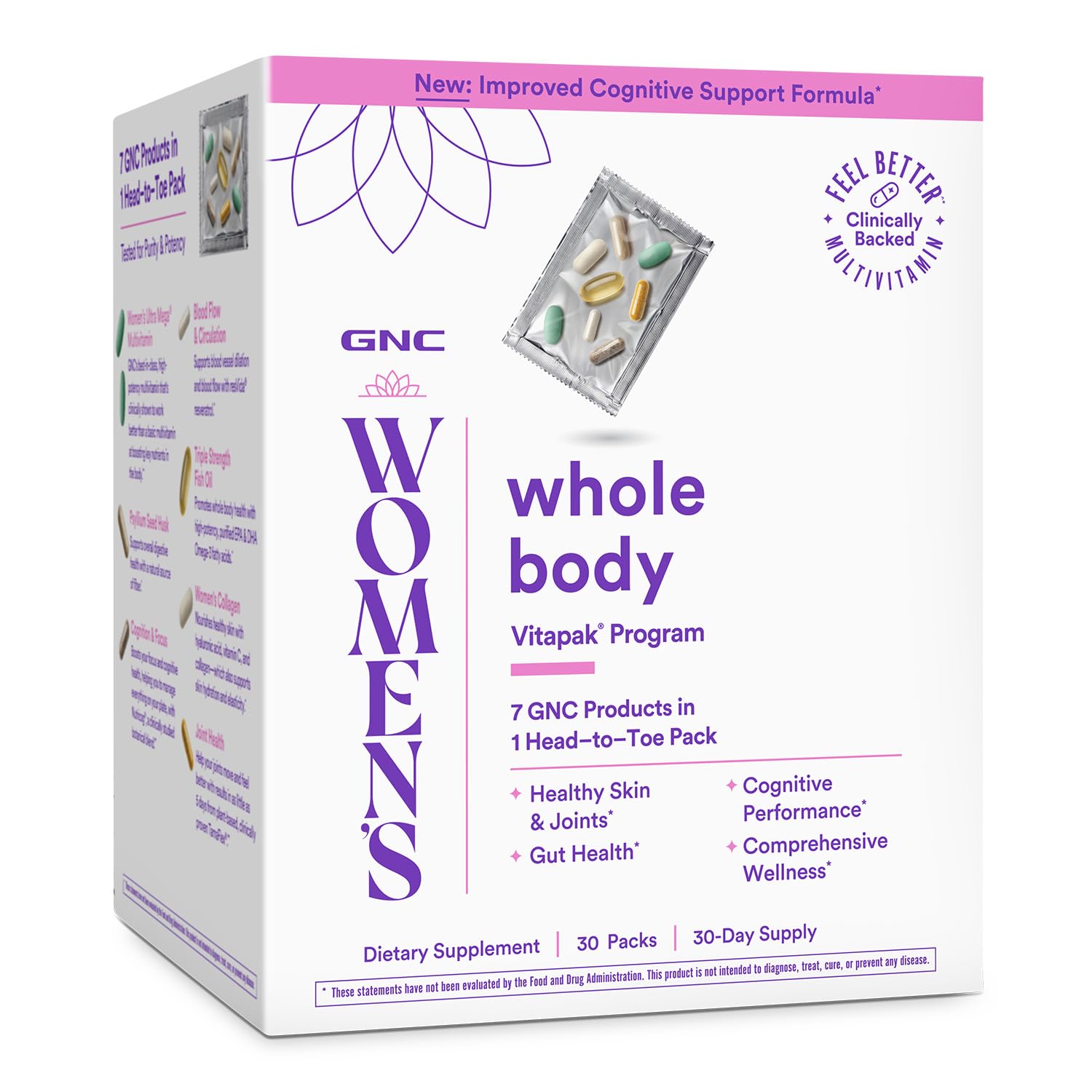 GNC Whole Body Vitapak Program, 7 in 1 Formula Caplets, 30 Count