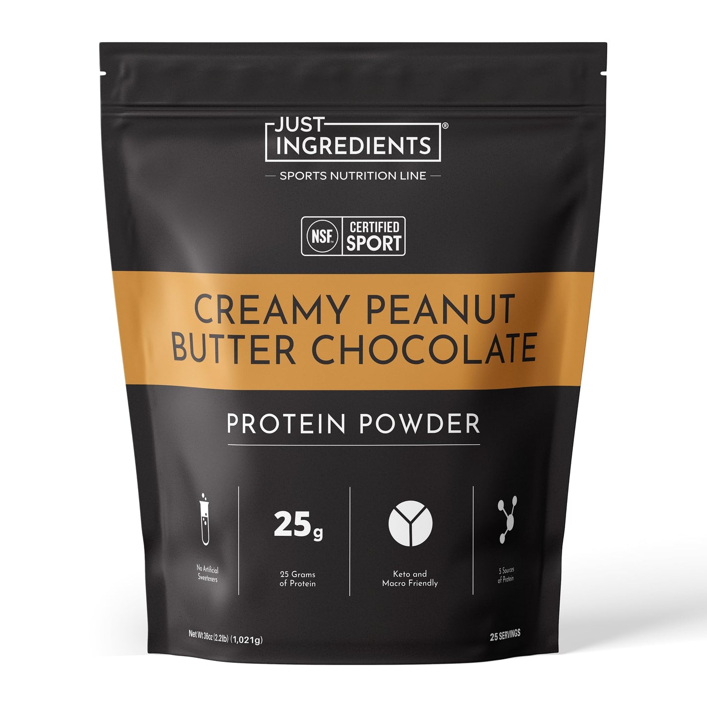 JUST INGREDIENTS Creamy Peanut Butter Chocolate Protein Powder, 25 Servings