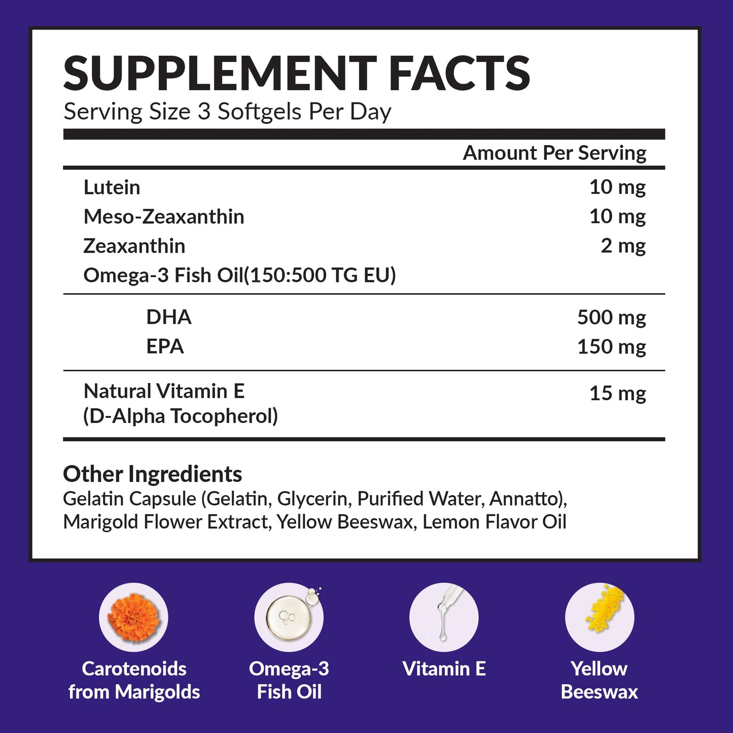 Macuhealth Memory Health Omega 3 - Carotenoids and Vitamin E, for Mental Focus Softgel 270