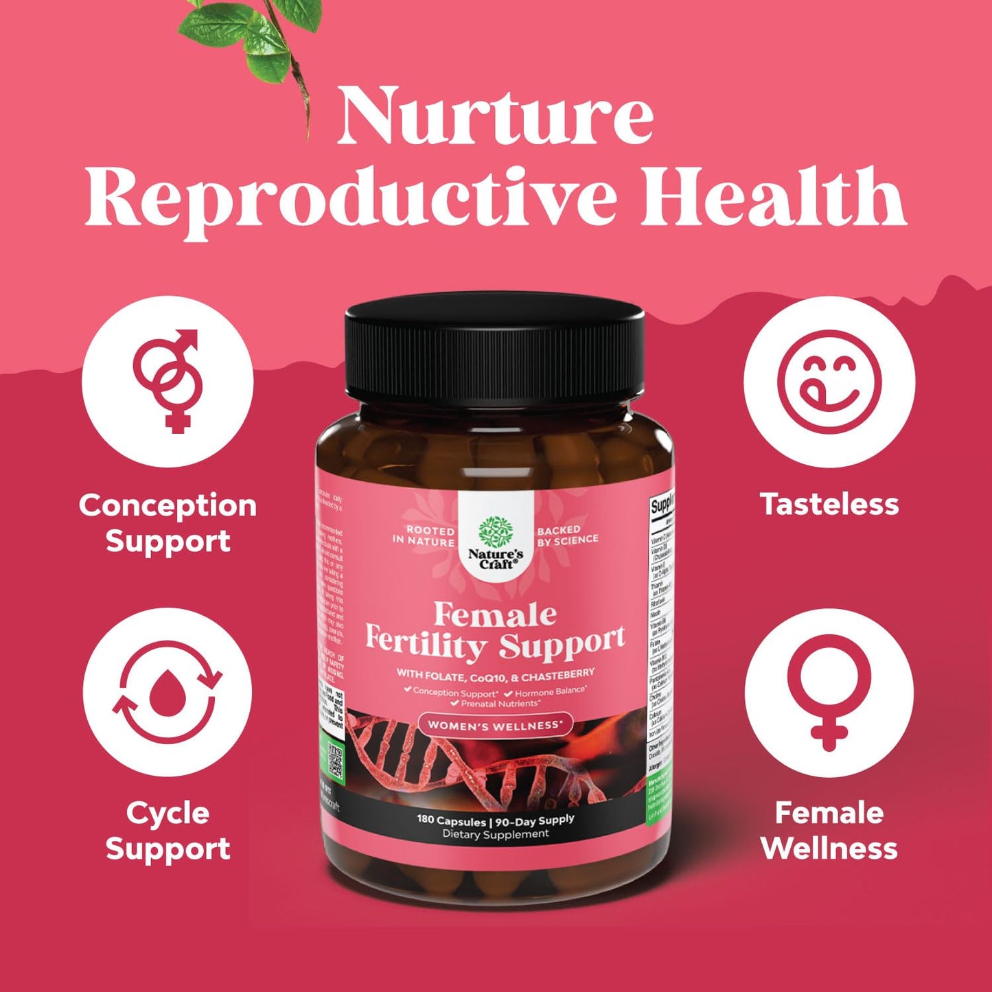 Natures Craft Female Fertility Supplement with Prenatal Multivitamins Capsule, 180 Count