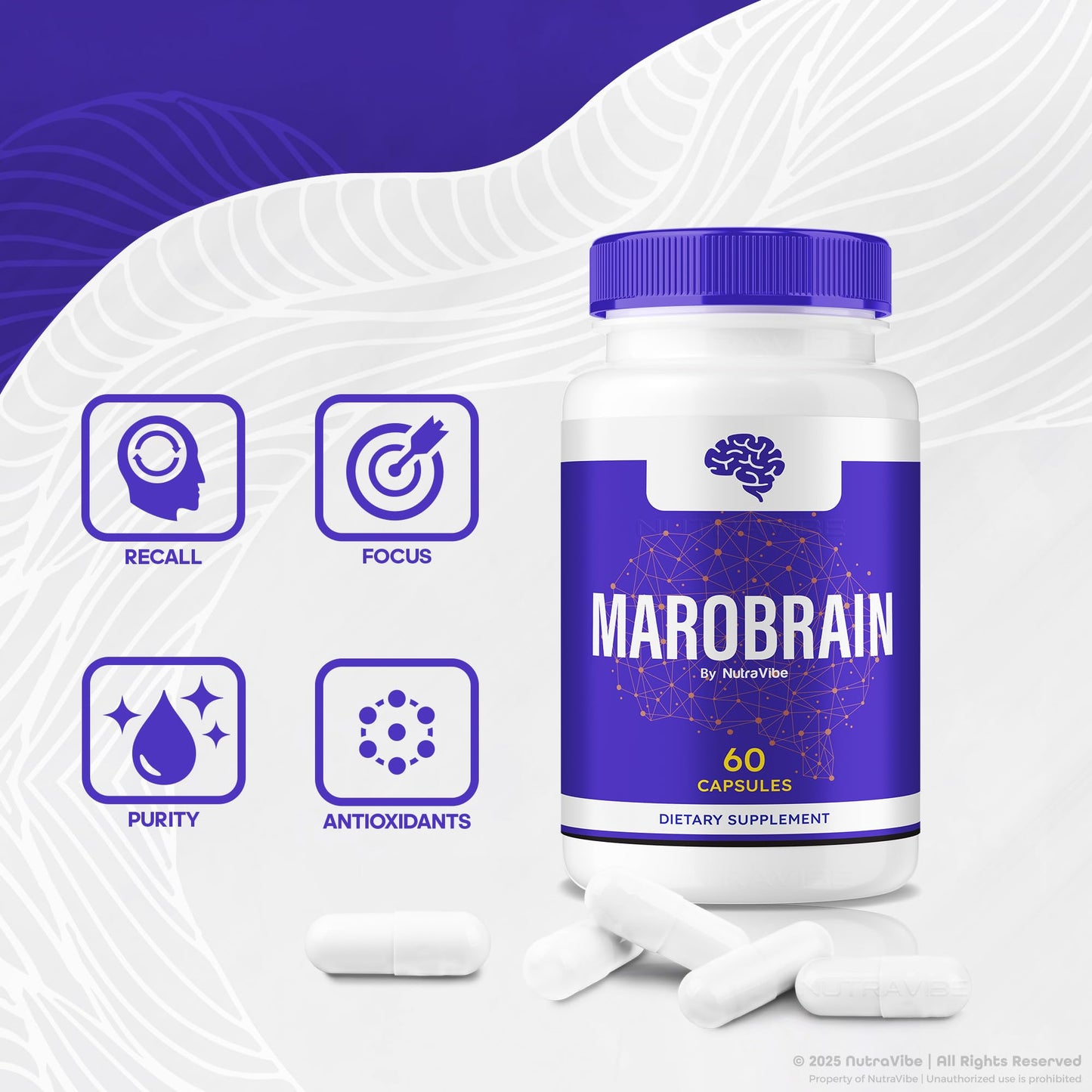 NutraVibe Marobrain Memory Supplement 120 Capsules