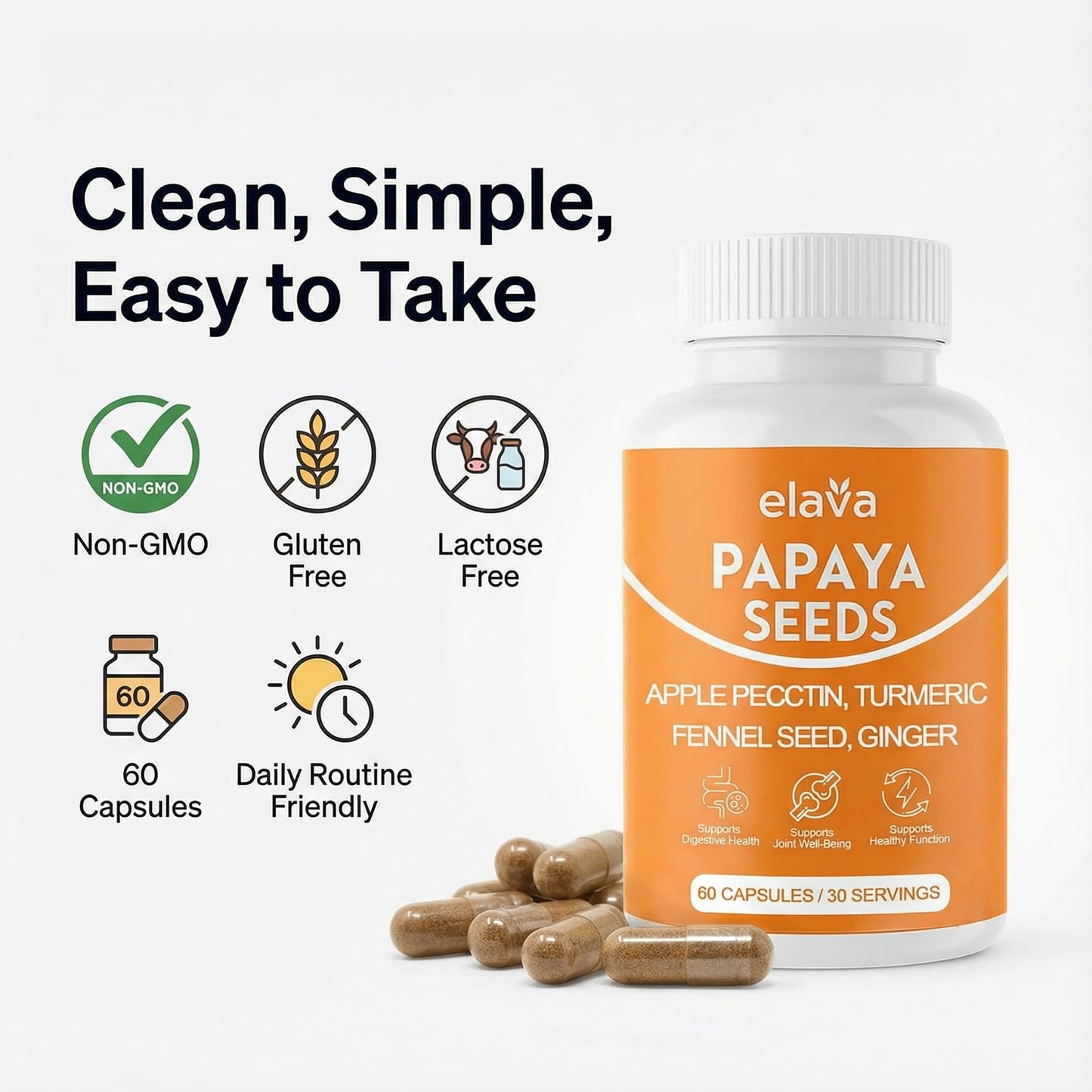 LUNESSA Elava Papaya Seeds Capsules 60 Capsules