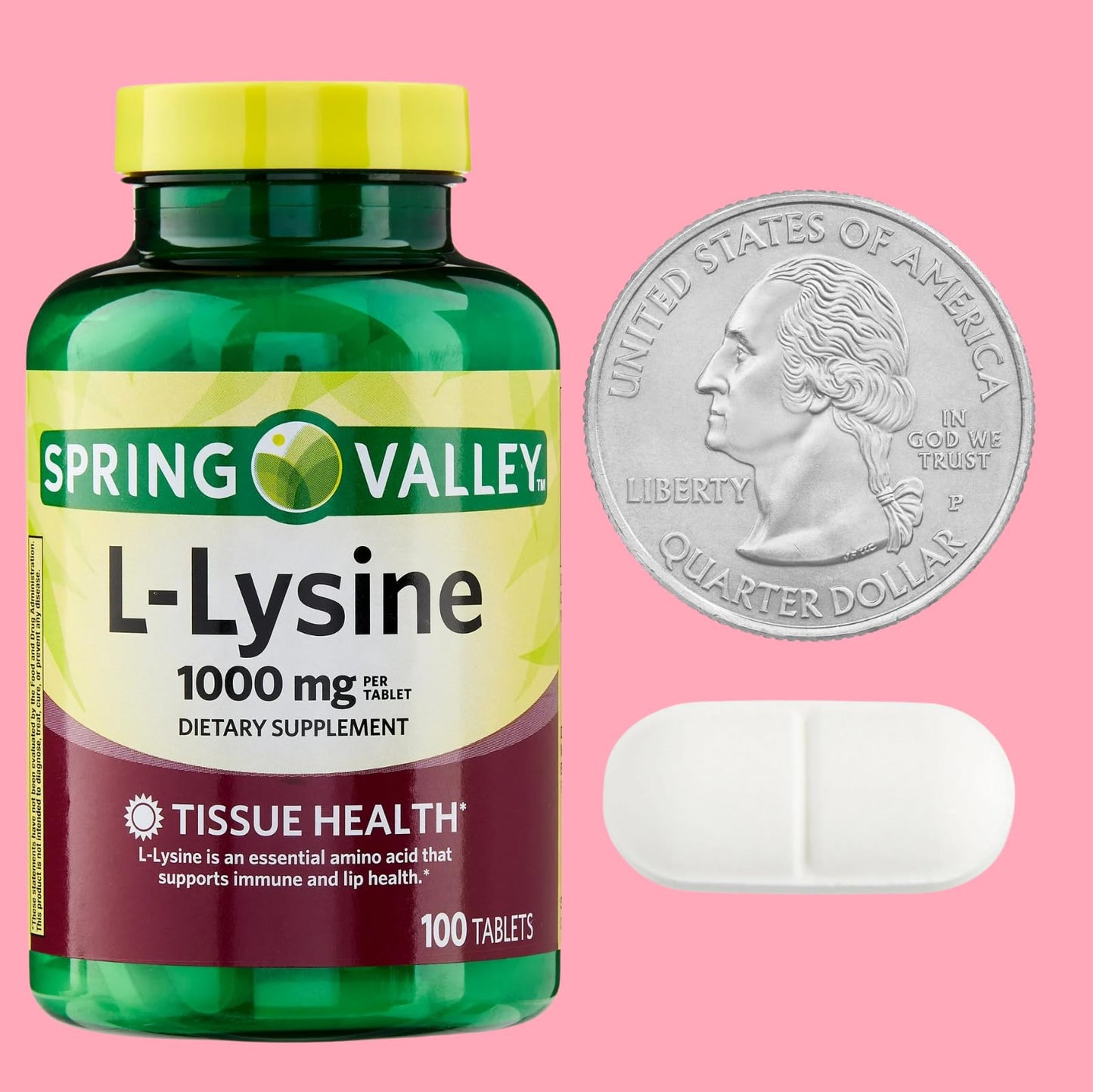 Generic L-Lysine 1000mg Tablets – Essential Amino Acid for Immune Support, Collagen Formation, and Skin Health – High-Potency Lysine Supplement, 100 Count