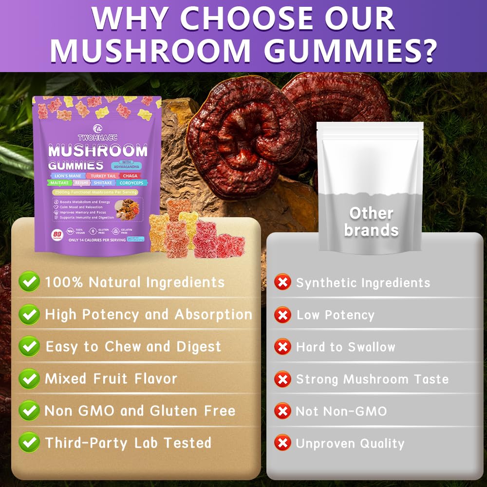 TWOHHACC Mushroom Complex Gummies – 80 Gummies