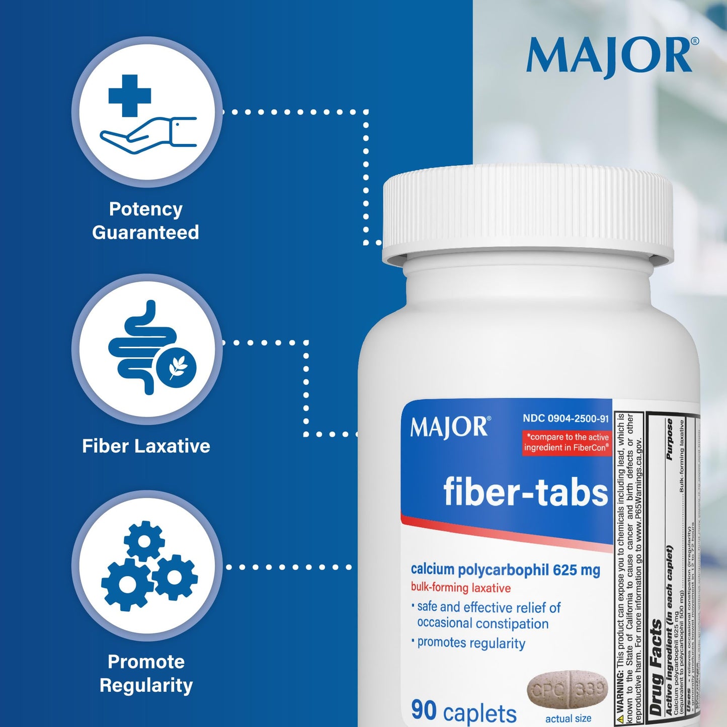 MAJOR Fiber-Tabs 625 mg Tablets, 180 Tablets