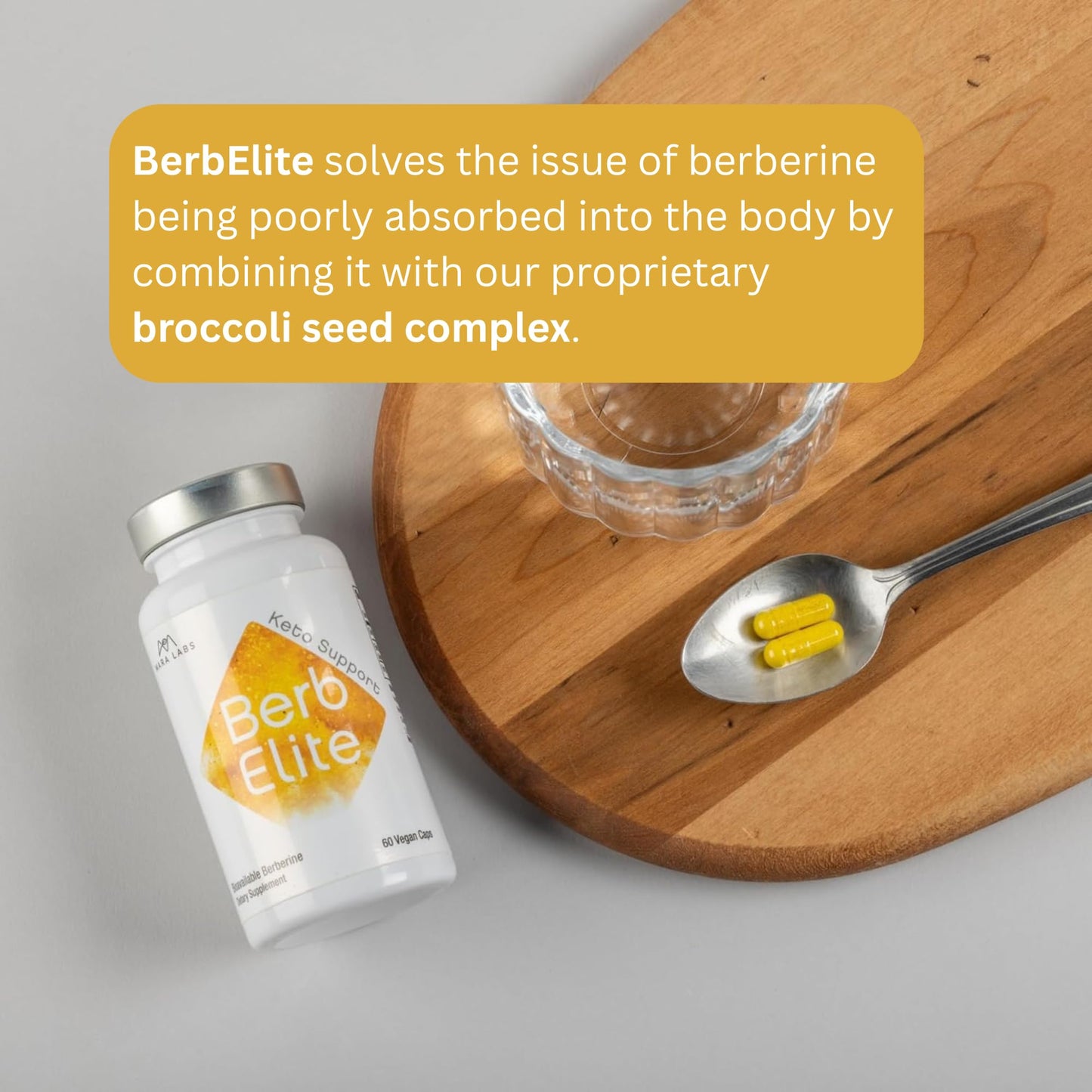 BrocElite BerbElite 350mg Berberine HCl & Broccoli Seed Complex, Capsule, 120 Vegan Capsules