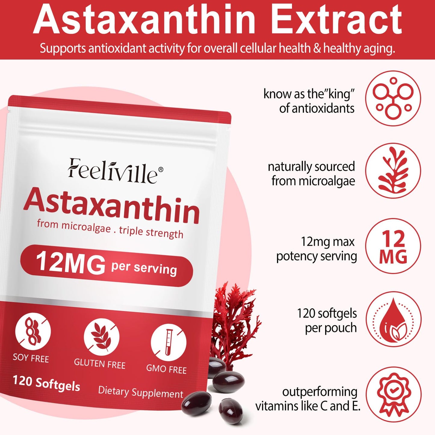 QZFICNJY Astaxanthin Supplements Softgel 120 Softgels