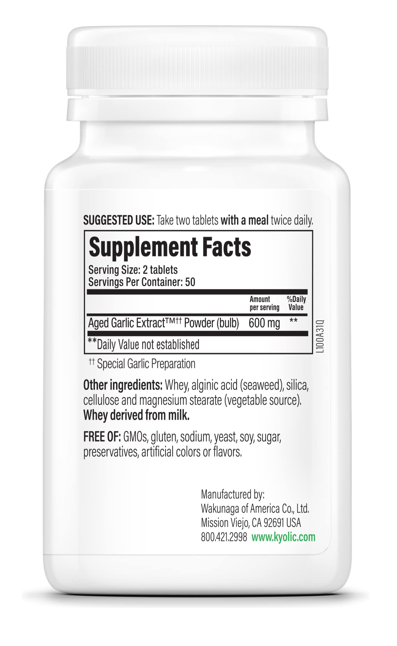 Kyolic Aged Garlic Extract Formula 100 Tablets