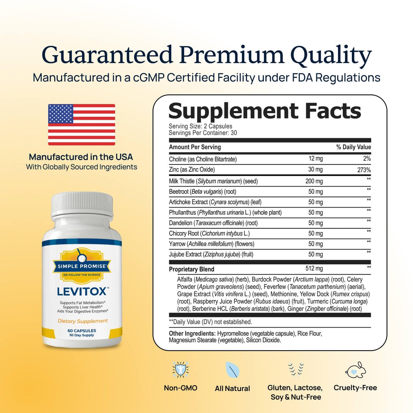 Simple Promise Levitox Milk Thistle Liver Support with Dandelion Root Capsule, 60 Count
