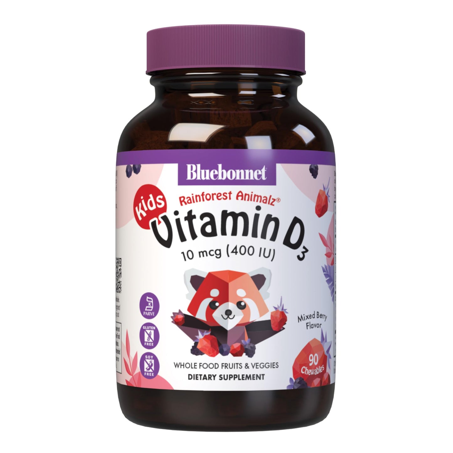 BlueBonnet Rainforest Animalz Vitamin D3 400 IU Chewable Tablet, 90 Count