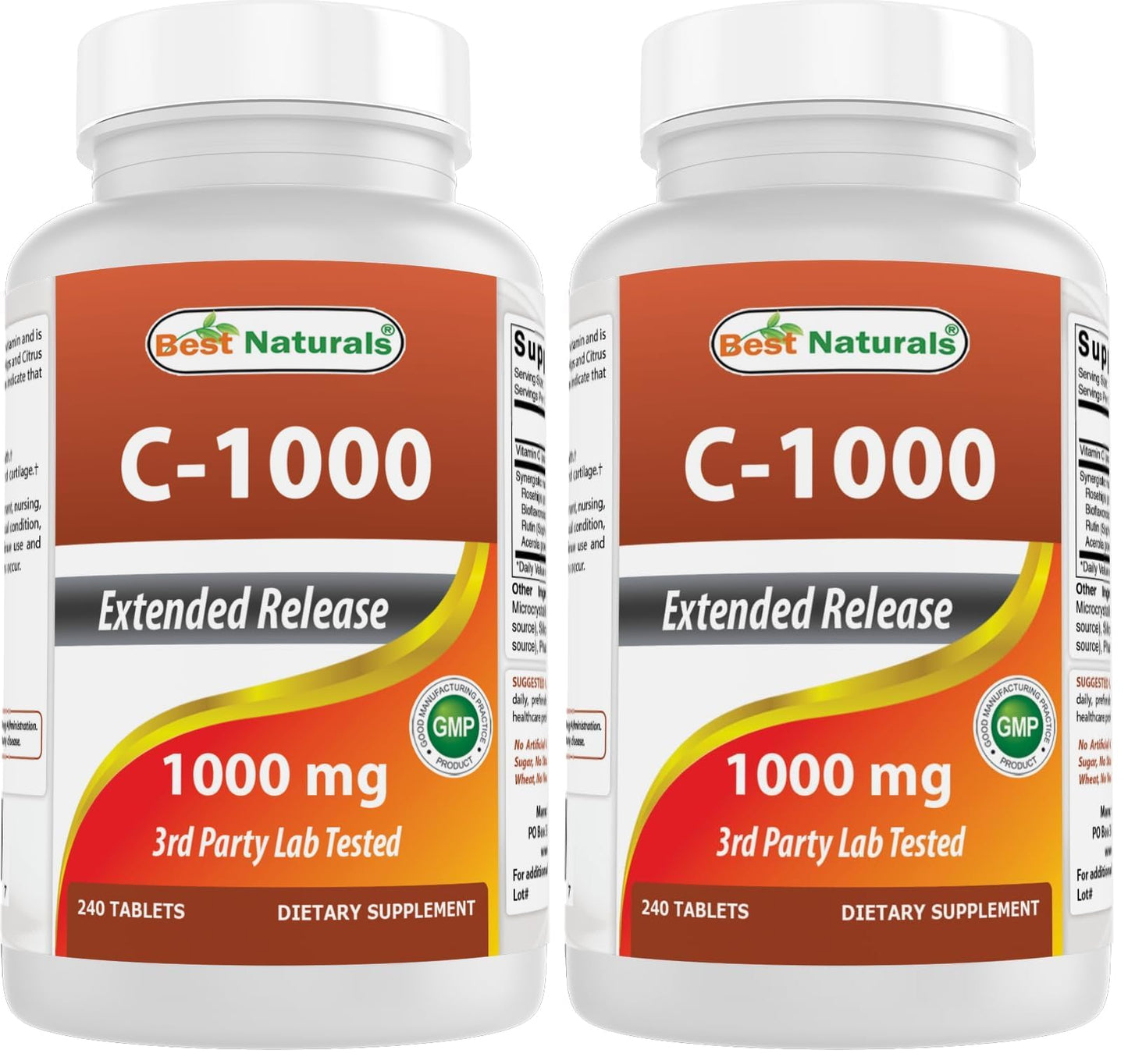 Best Naturals Vitamin C 1000 mg Tablets with Rose Hips, Berry, 480 Tablets