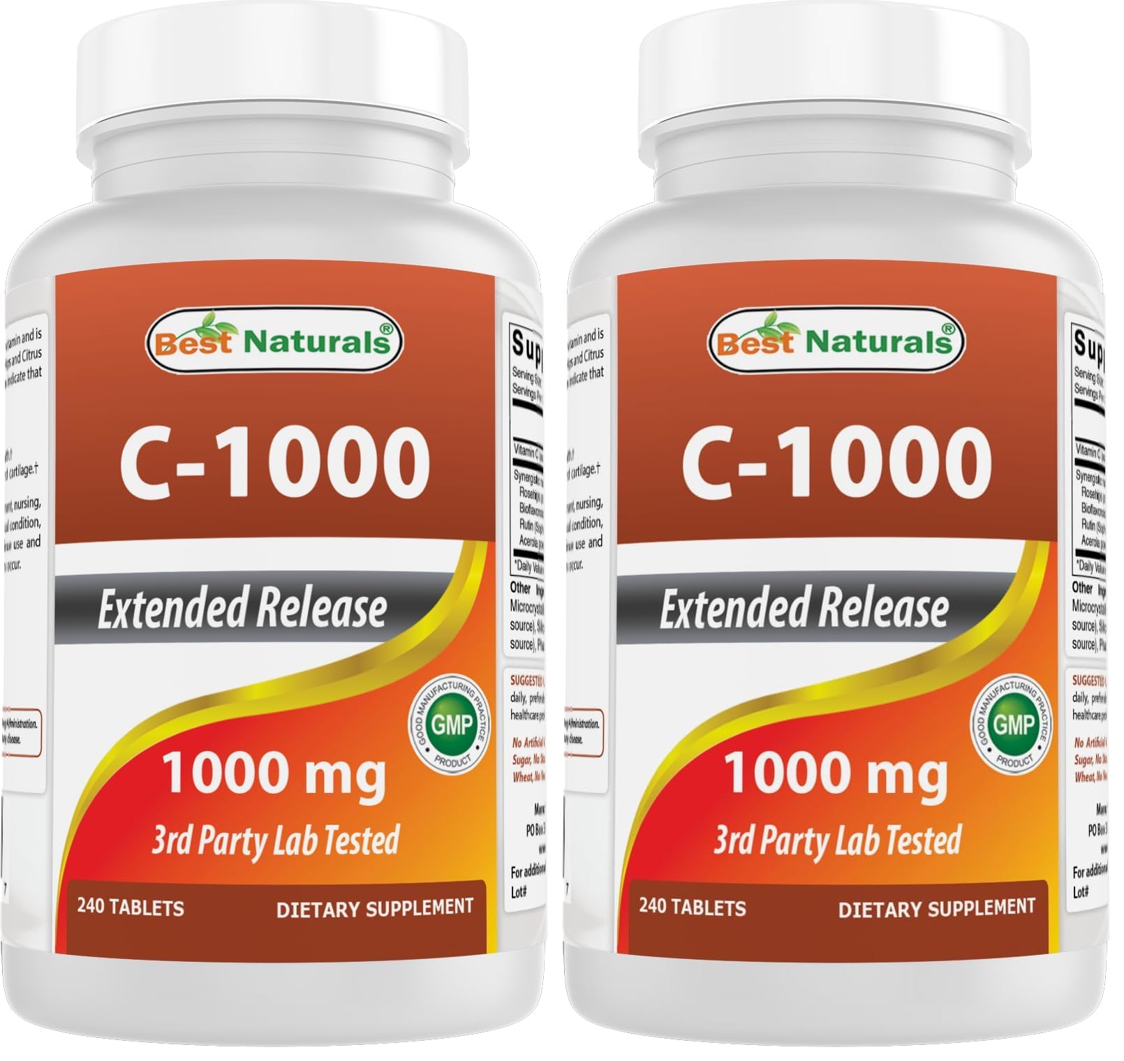 Best Naturals Vitamin C 1000 mg Tablets with Rose Hips, Berry, 480 Tablets