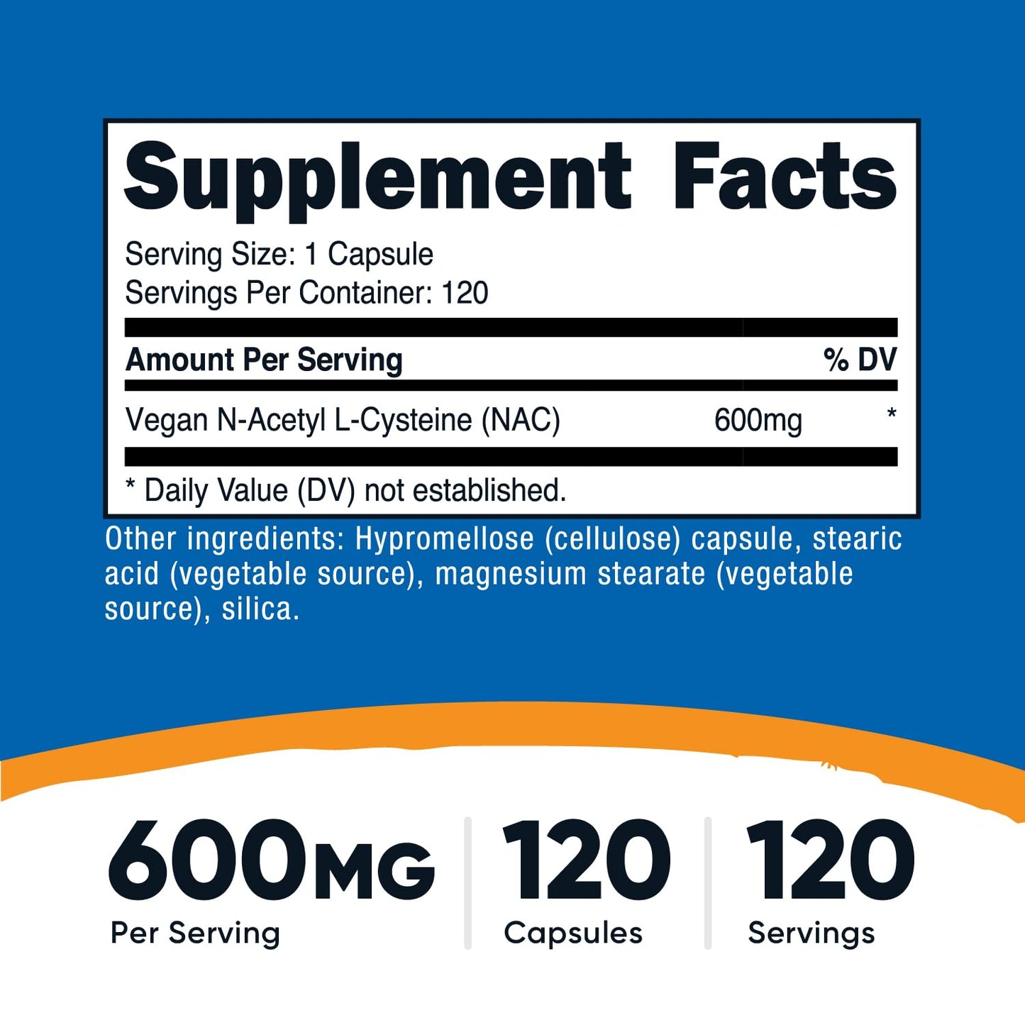 Nutricost N-Acetyl L-Cysteine (NAC) 600mg, 120 Capsules